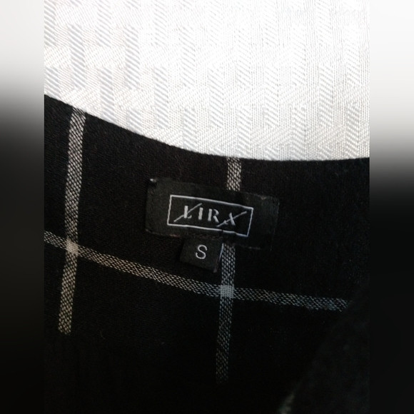 Lira Mini Dress Black White Check Faux Knot Wrap Front Size Small Chest 28″