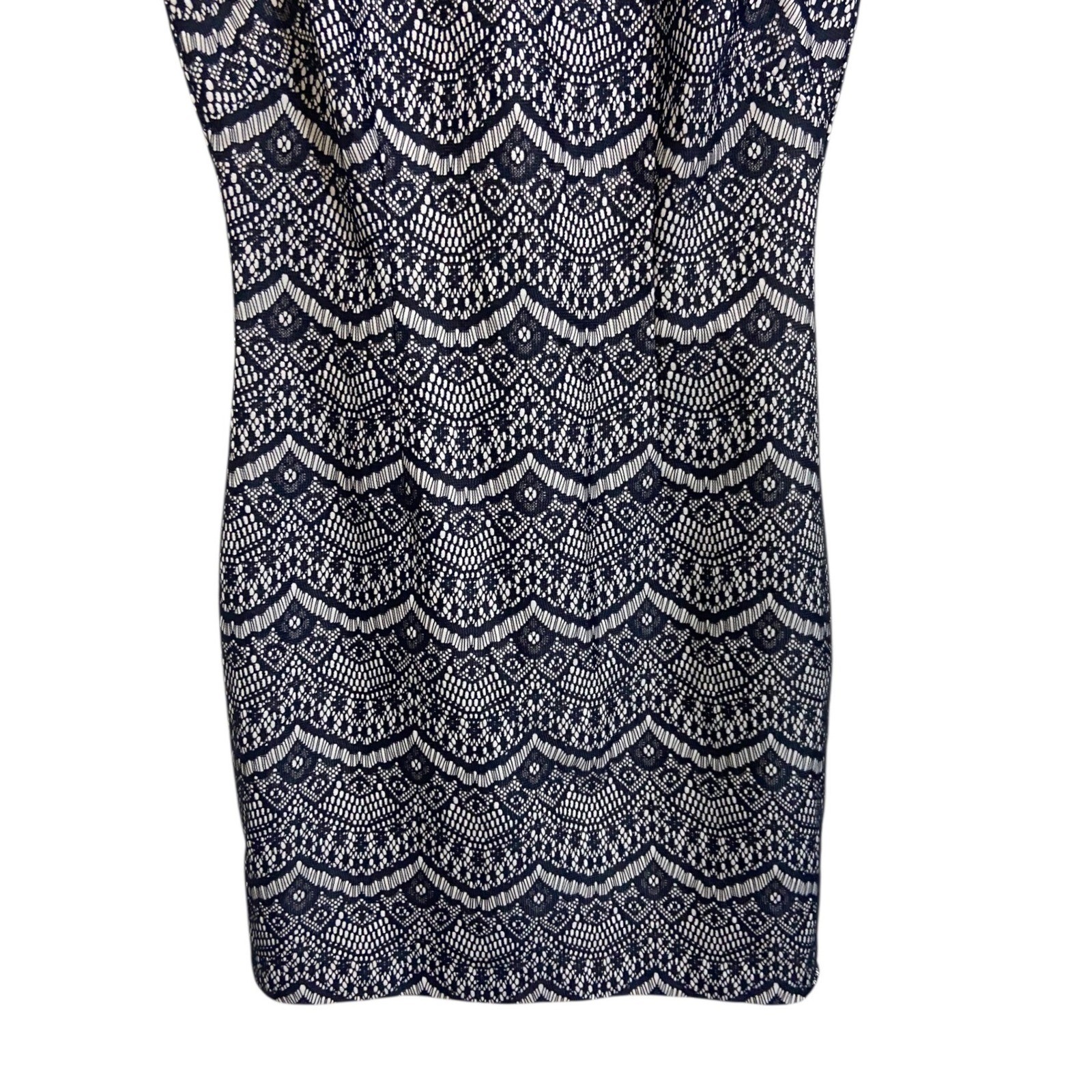 Jessica Simpson Navy White Scalloped Lace Sheath Eyelet Dress Career Formal 4