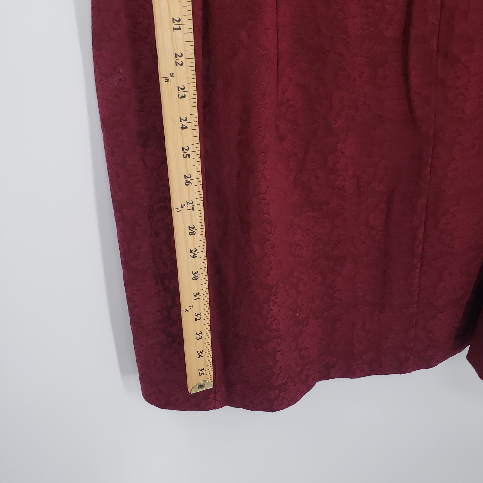 Eva Mendes 20 Damask Fit Flare Dress Sleeveless Pleated Zip Up Cotton Burgundy