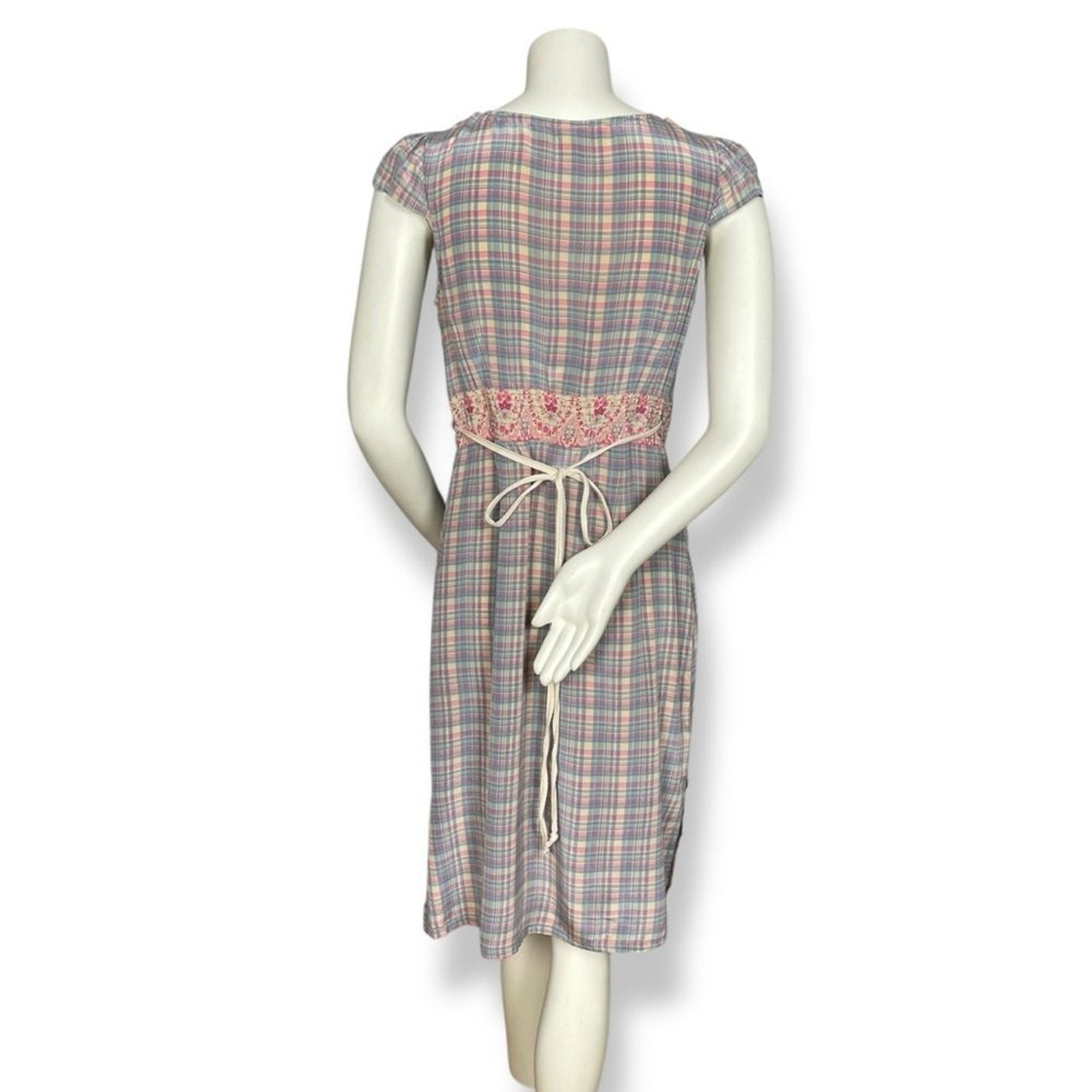 Plenty by Tracy Reese Wrap Dress Silk Plaid Women 10 Cap Sleeves Feminine V-Neck