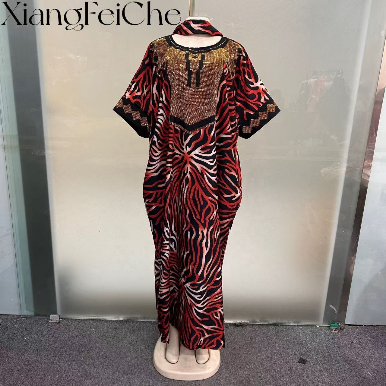 African Kanga Dress | Digital Print Stripe Design | Plus Size Friendly