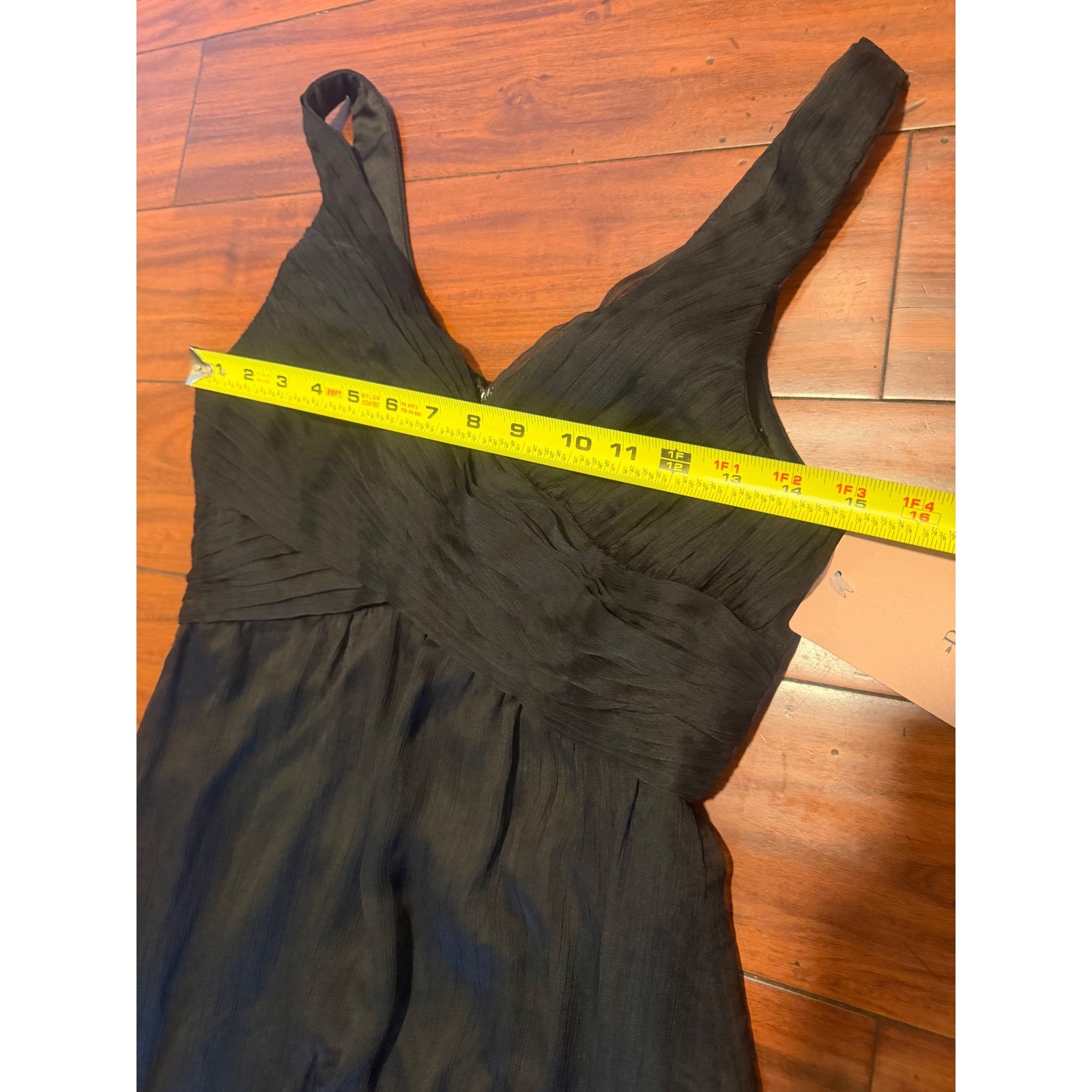 BHLDN Black V-Neck Pleated Bodice Maxi Dress Sleeveless Formal Gown Small NEW