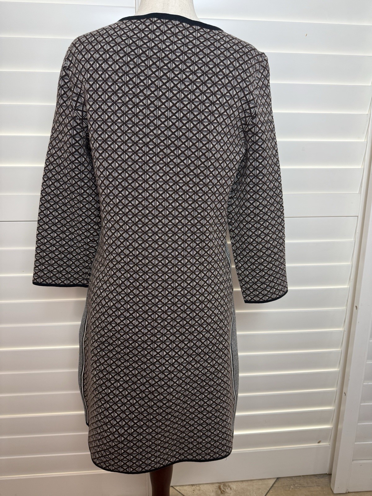 Tory Burch Brown and Beige Geometric Midi Dress – Size S
