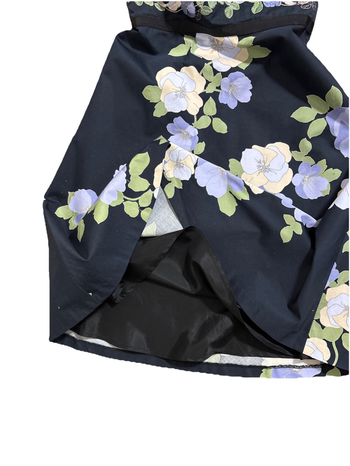 ANN TAYLOR LOFT PETITES STRAPLESS EMBROIDERED FLORALS -RIBBON EMPIRE DRESS SZ 0P