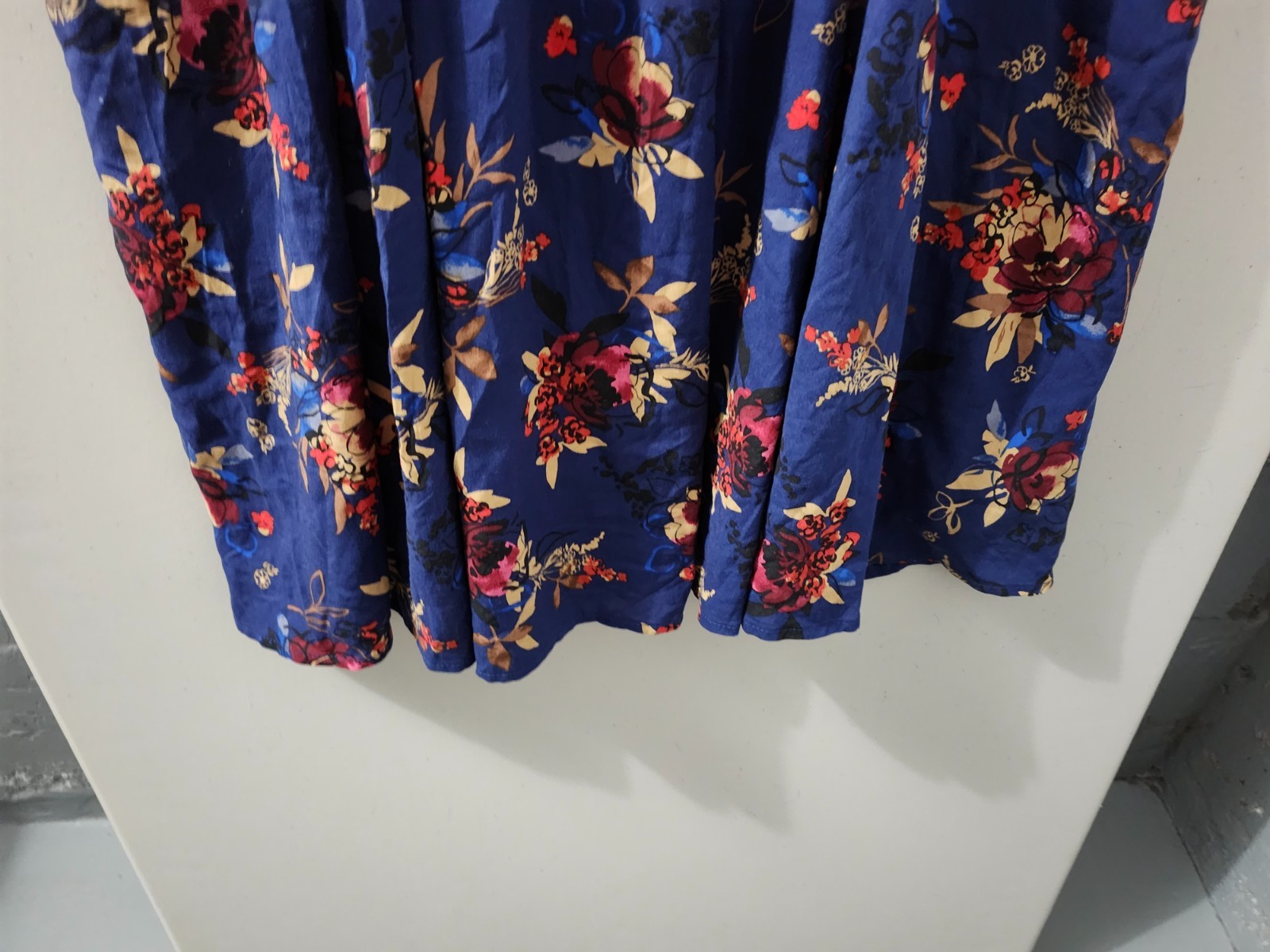 Torrid Dress Womens 1X Blue Skater Hook Eye Henley Floral Smock Short Sleeve Pkt