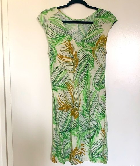 Jams World VINTAGE 1990s Cream/Green/Tan Astoria SHERRY Tank Dress, Size XSmall