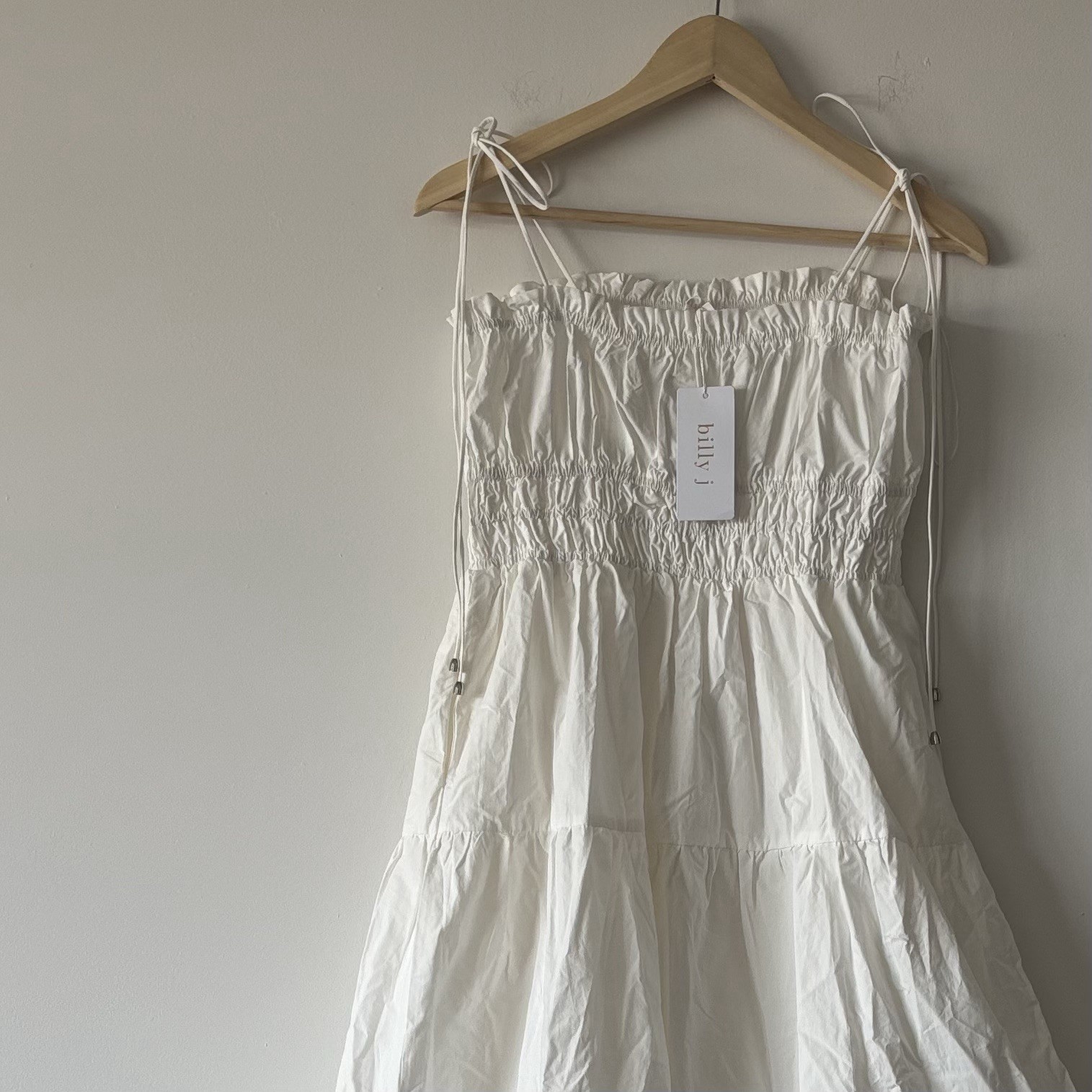 Billy J Cottagecore Milkmaid White Dress Midi Tie Straps Women’s Size 10 Event