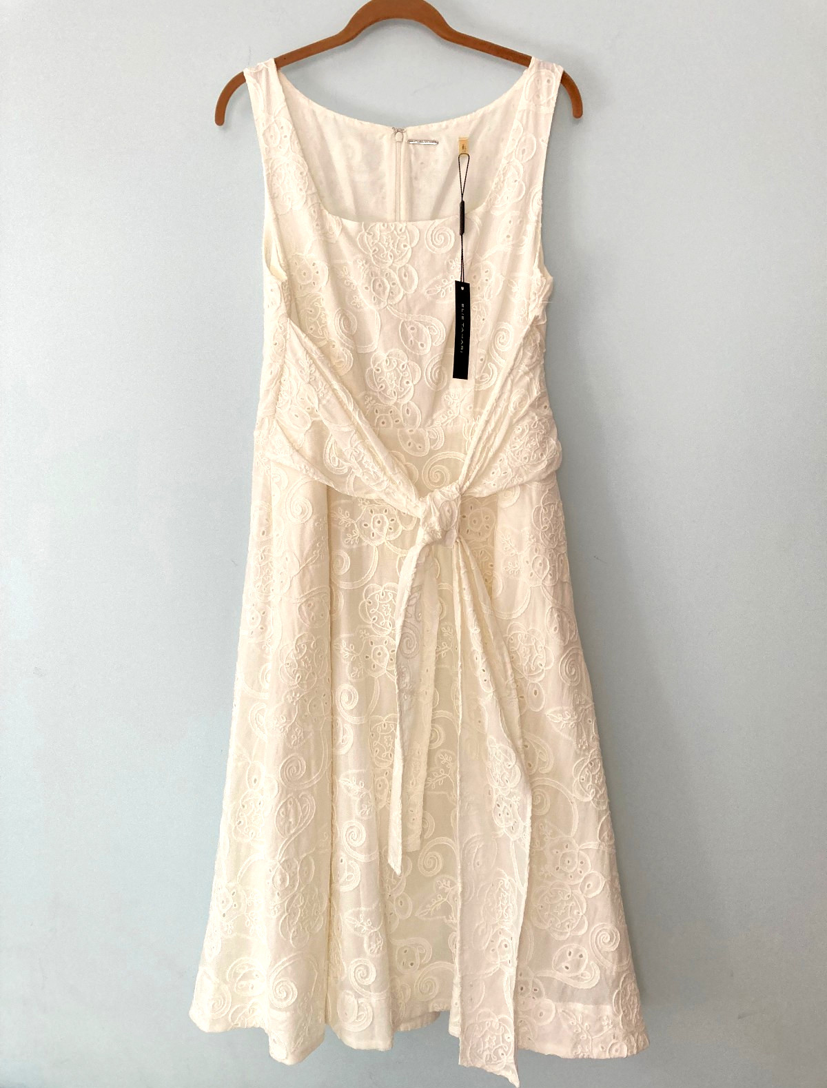 NWT Elie Tahari Fully EMBROIDERED Lined Cotton Fit & Flair Dress Sz 8 White $395
