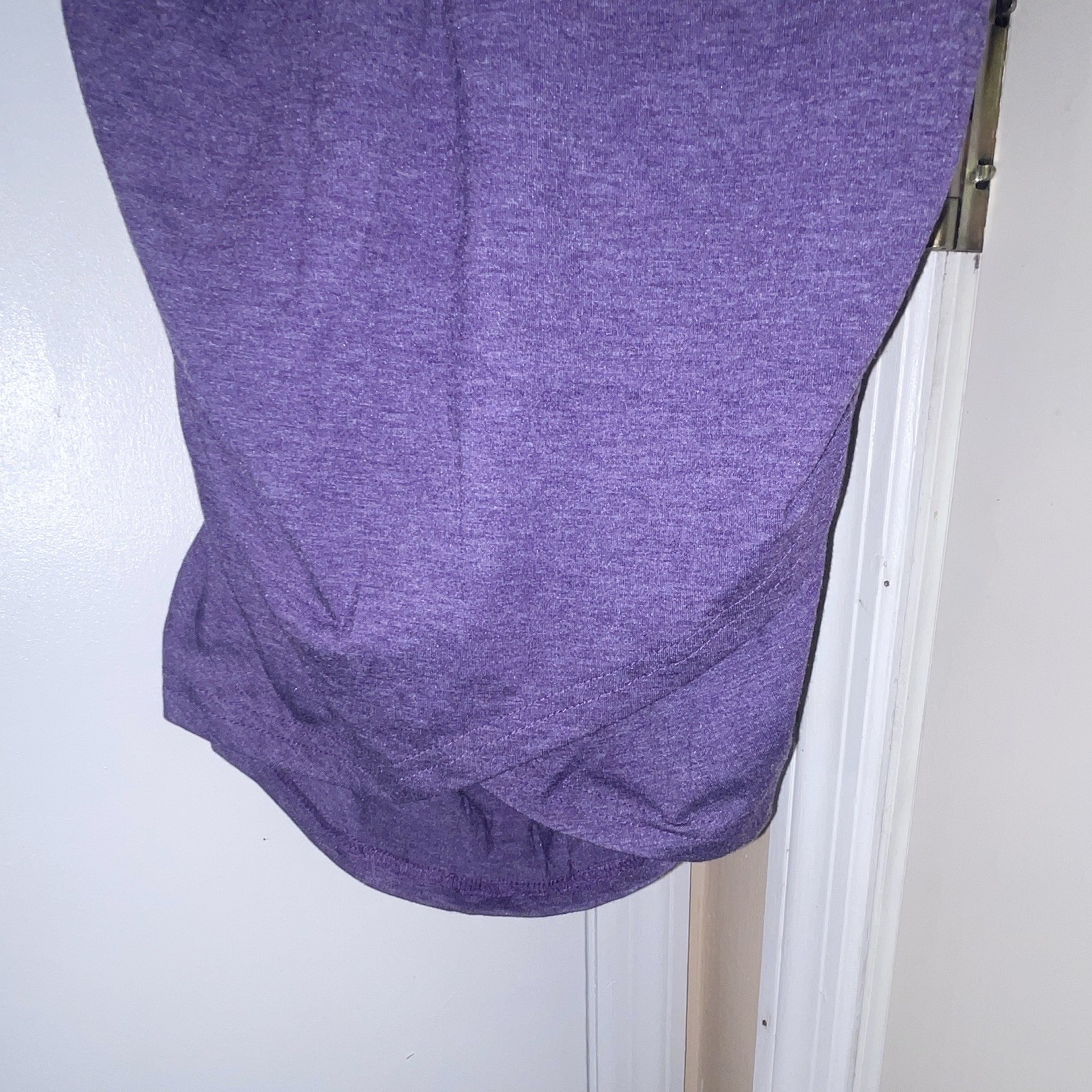 Fitted Purple Ruched Stretch Bodycon Dress Collared Long Sleeve Knee Size M