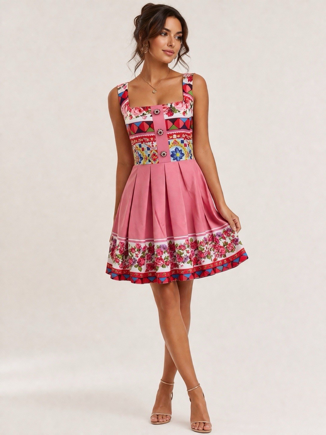 Pink Floral Summer Dress – Limited Edition by Ukrainian Designer – Size 8
