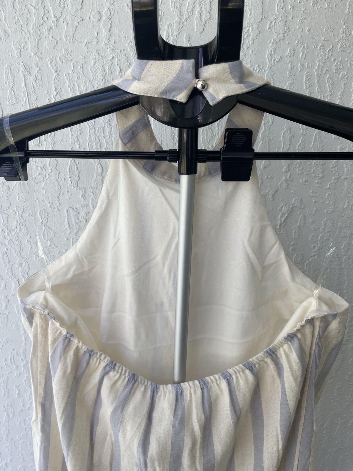 Andree by Unit Womens Striped Halter Mini Dress Blue Cream Ruffle Hem Size M NEW