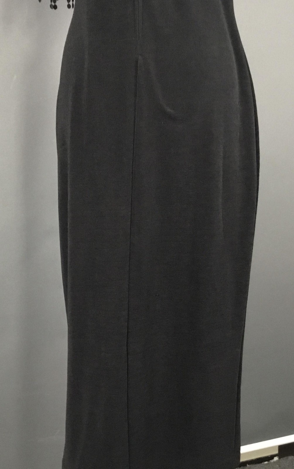 Maxima Dress Womens XL Black Sheath Maxi Short Flutter Sleeve Fringe Zip