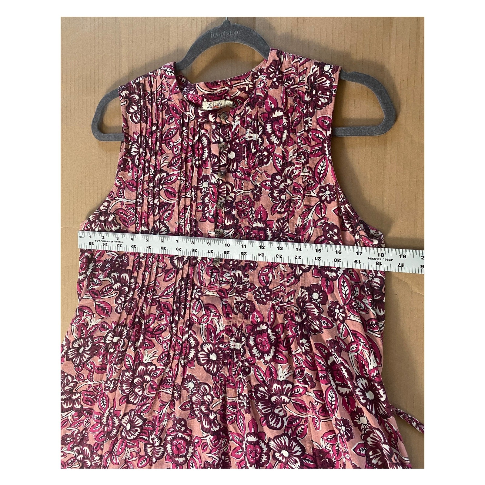 FAHERTY DRESS M ISHA LINEN FLORAL MIDI PINK COTTAGECORE MILKMAID FALL BOHO