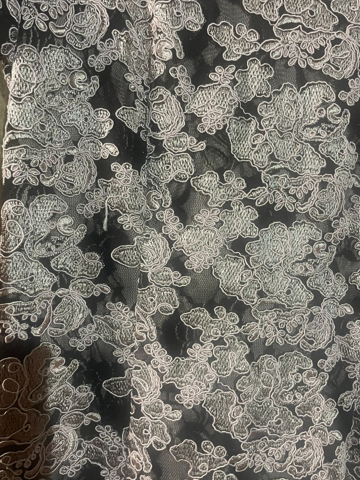 Alex Evenings Silver Floral Rosette Sequin Lace Maxi Dress Sz 8