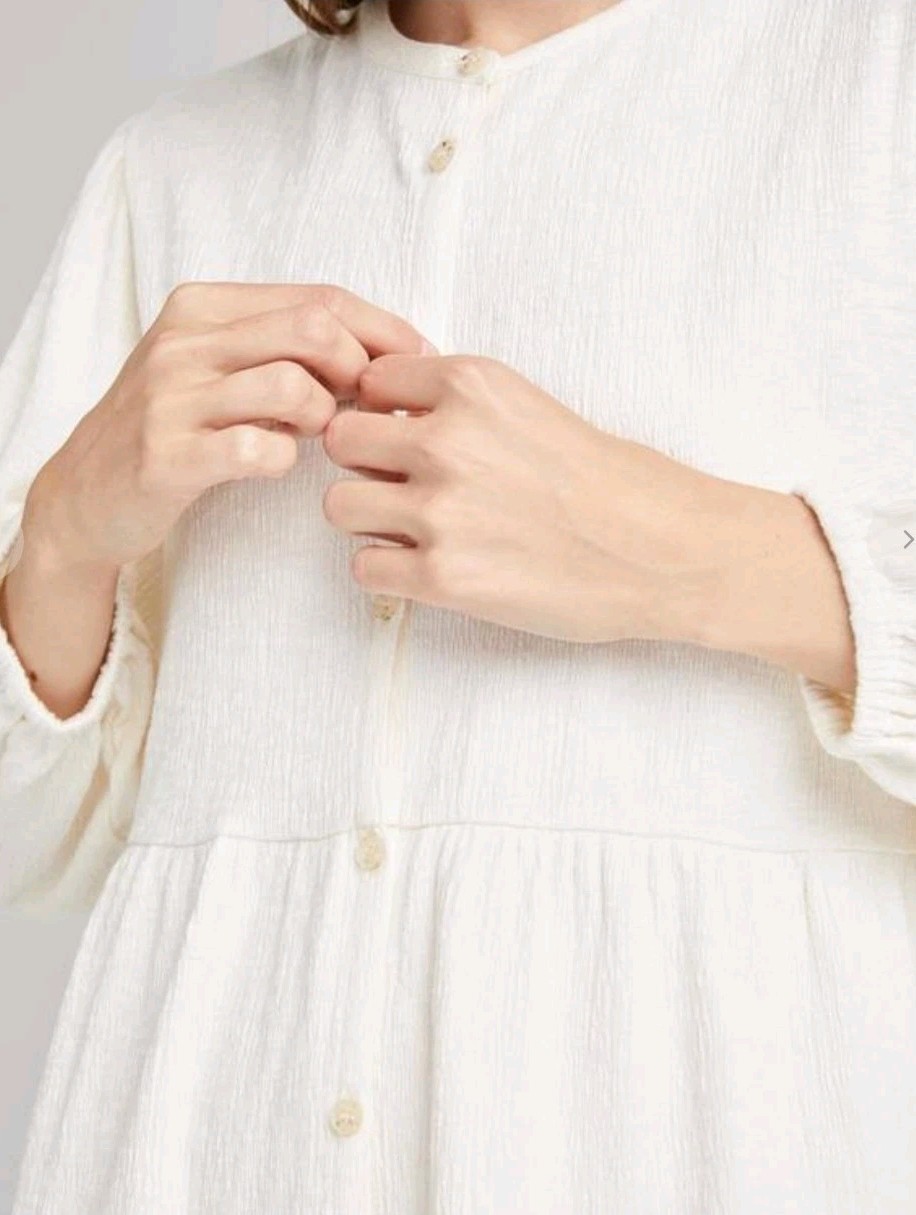 Richer Poorer Womens Bone Size M Cloud Button Up Long Sleeve Shirt Dress Frock