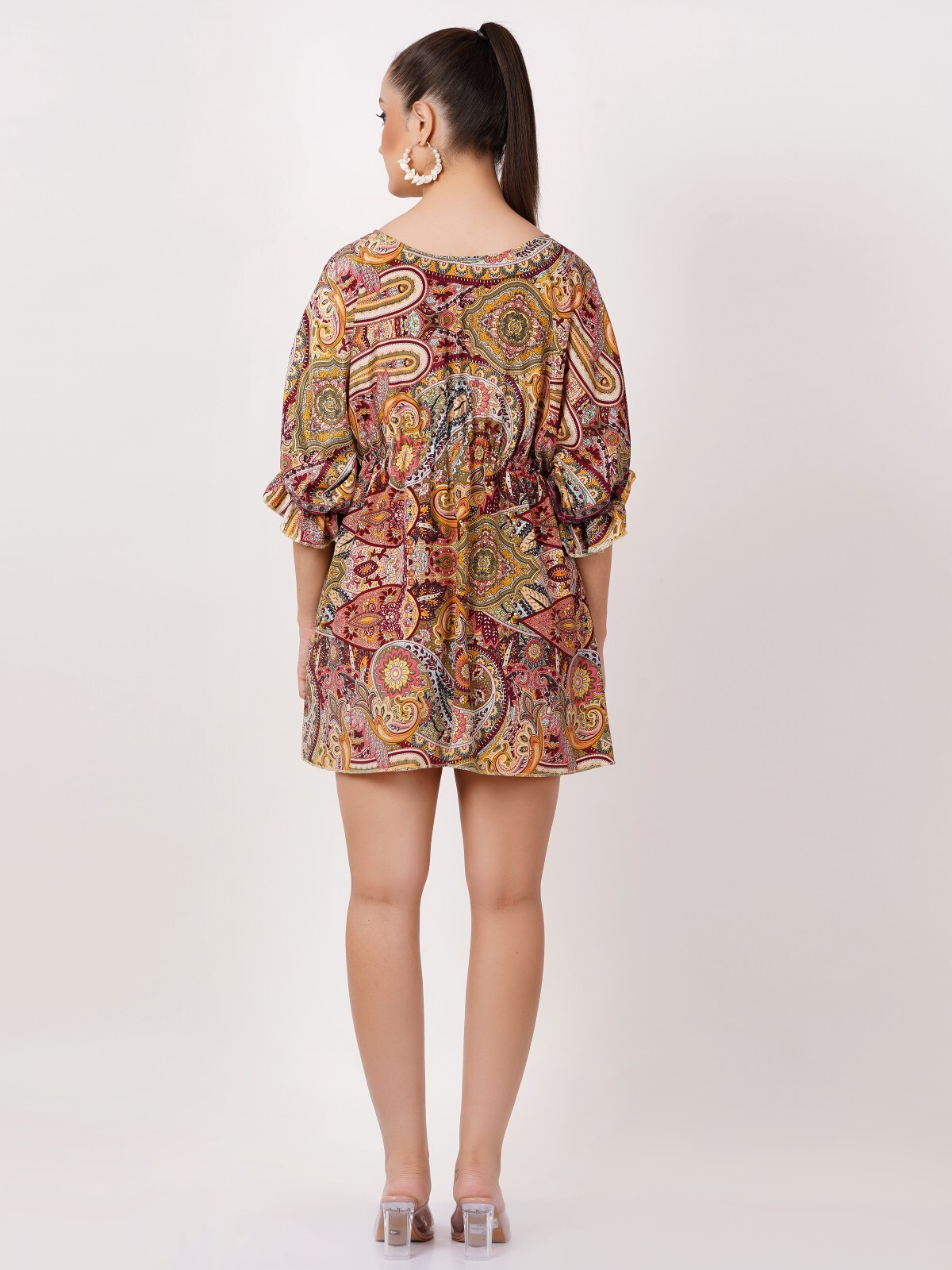 Women’s Caribbean Outfits Printed Mini 3/4 Ruffle Sleeve Dress wholesale Mix lot