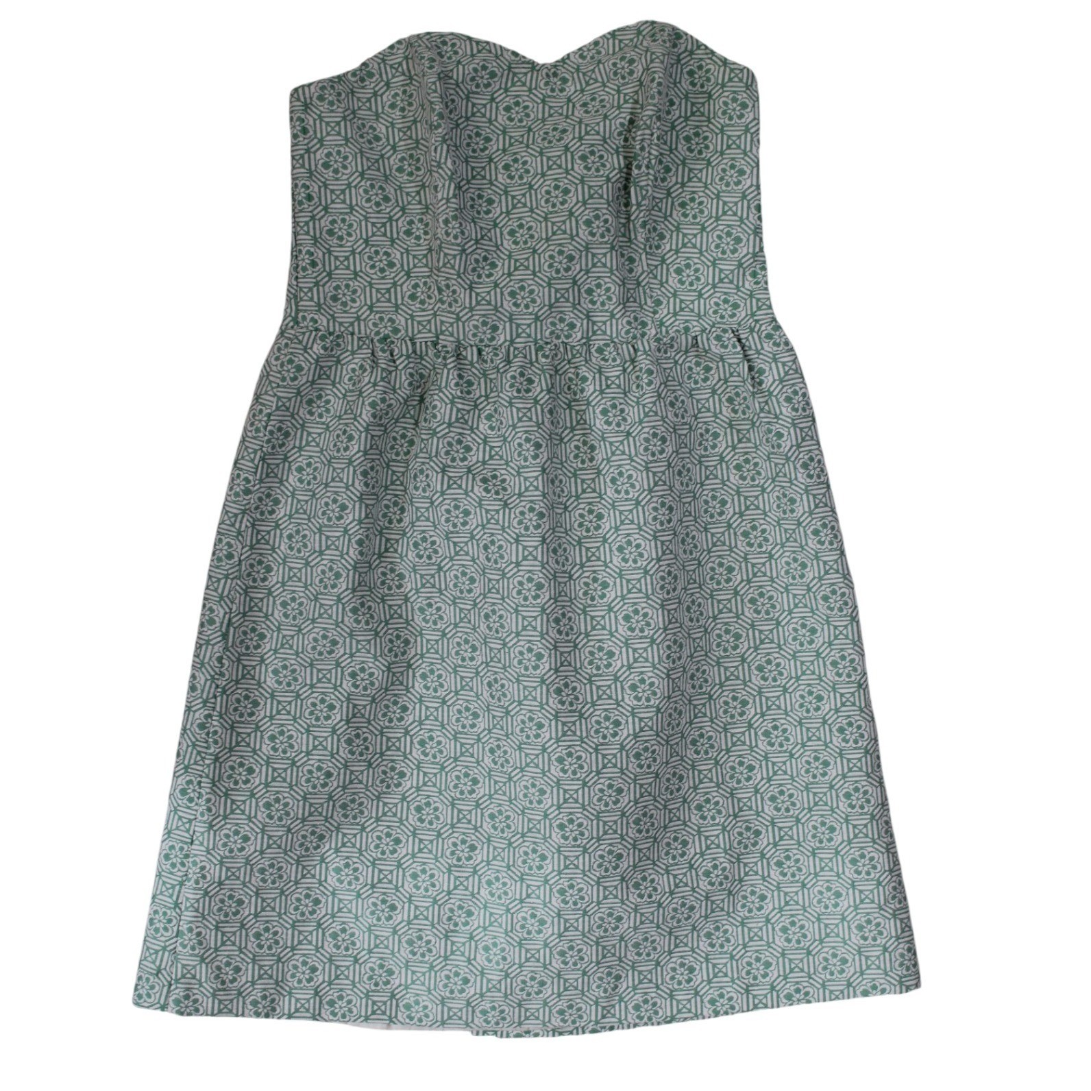 Pim + Larkin Green Geometric Fit & Flare Dress Women’s Large Smocked Waist Lined