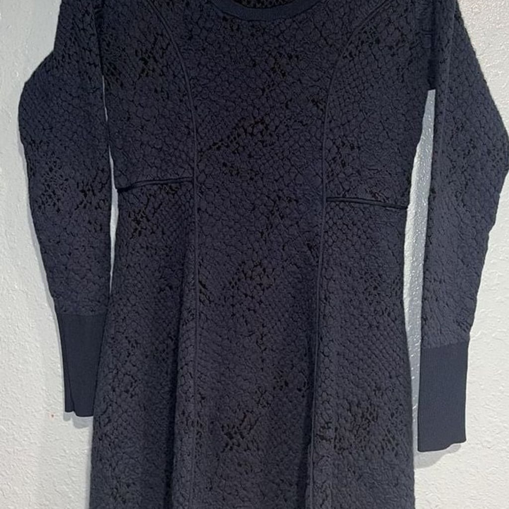 Simply Vera Vera Wang Navy Long Sleeve Textured Knit Mini Dress
