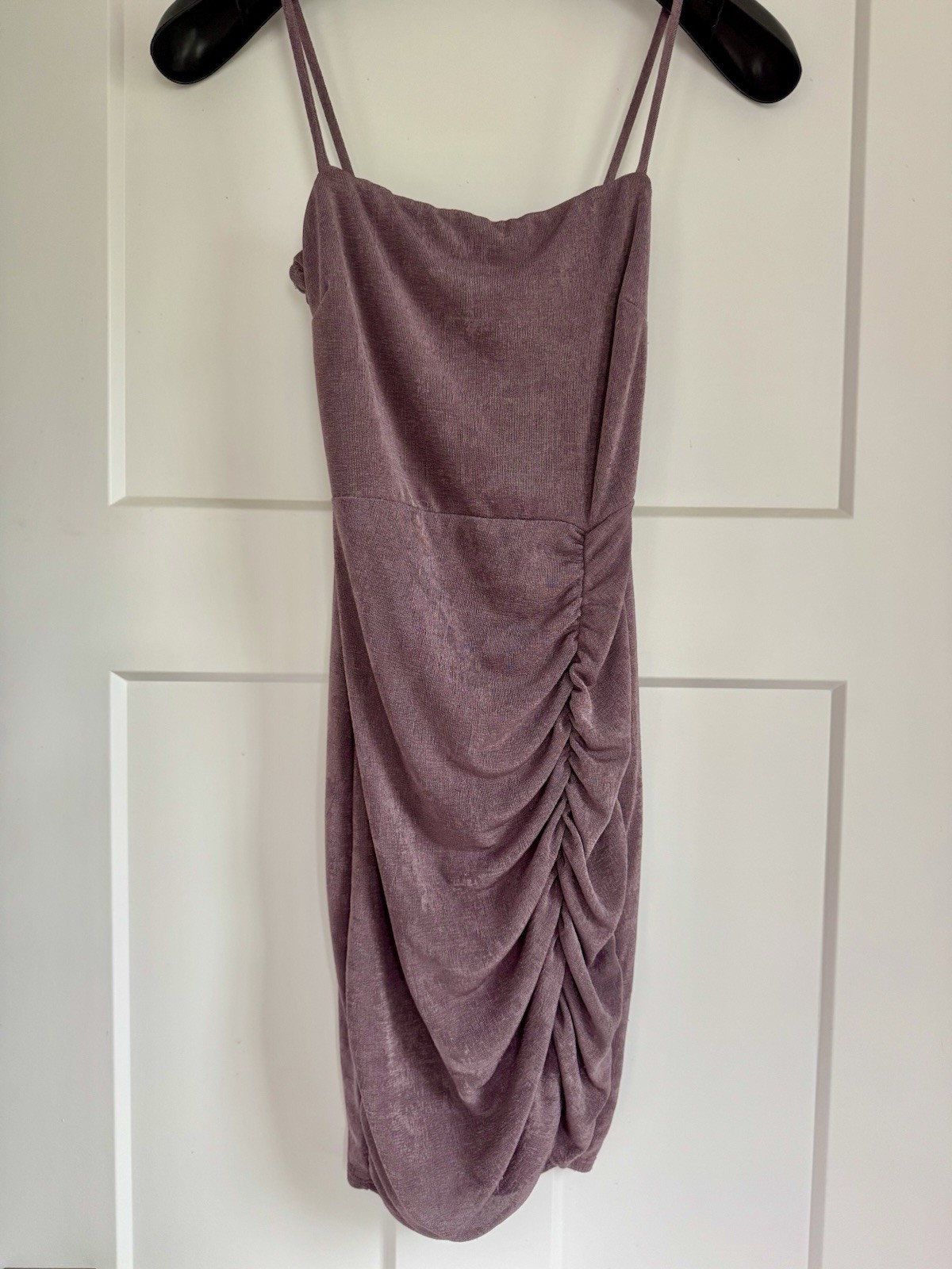 Windsor Mauve Purple Sparkly Ruched Bodycon Mini Slip On Party Dress Medium
