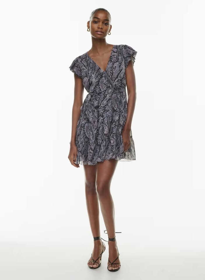 Aritzia Little Moon Sol Dress Small S BNWT Lined Tiered Flutter Sleeve Mini New