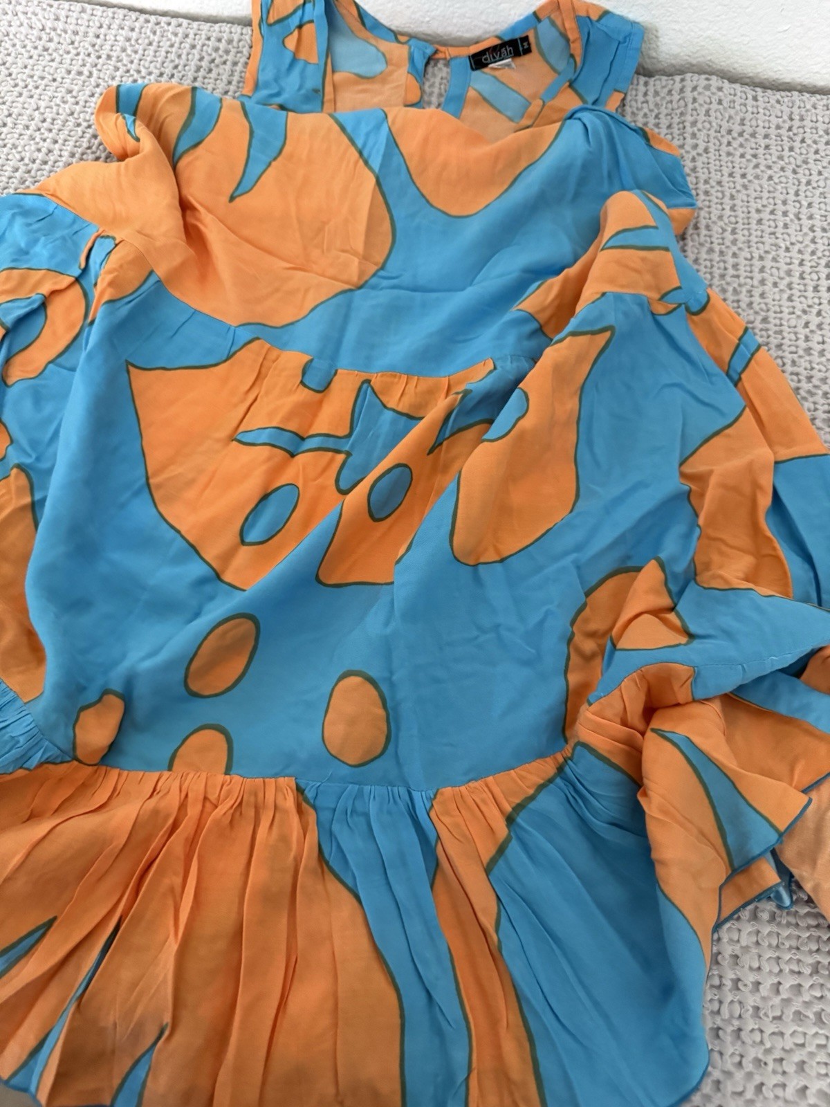 Divah Women Print Ruffle A Line Sleeveless Tank Dress Sundress Summer Sz M