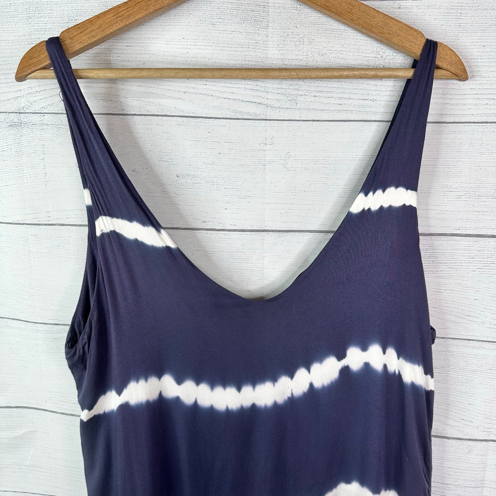 Gypsy 05 Blue White Tie-Dye Sleeveless Dress L Boho Festival Resort Boho Hippie