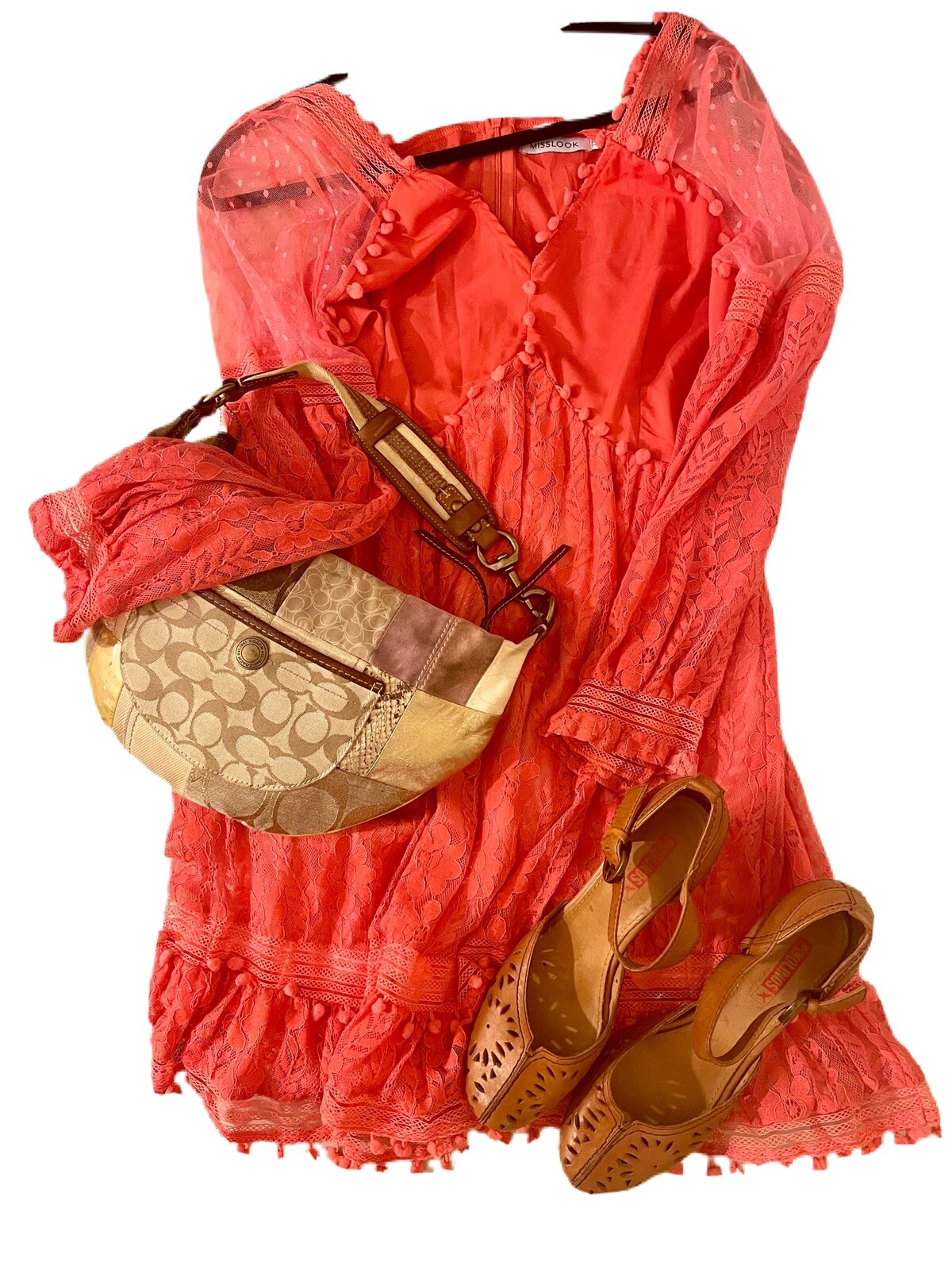 Women’s Spring/ Summer, Short, Salmon-colored Dress Sz 12 36.5 Inches In Length