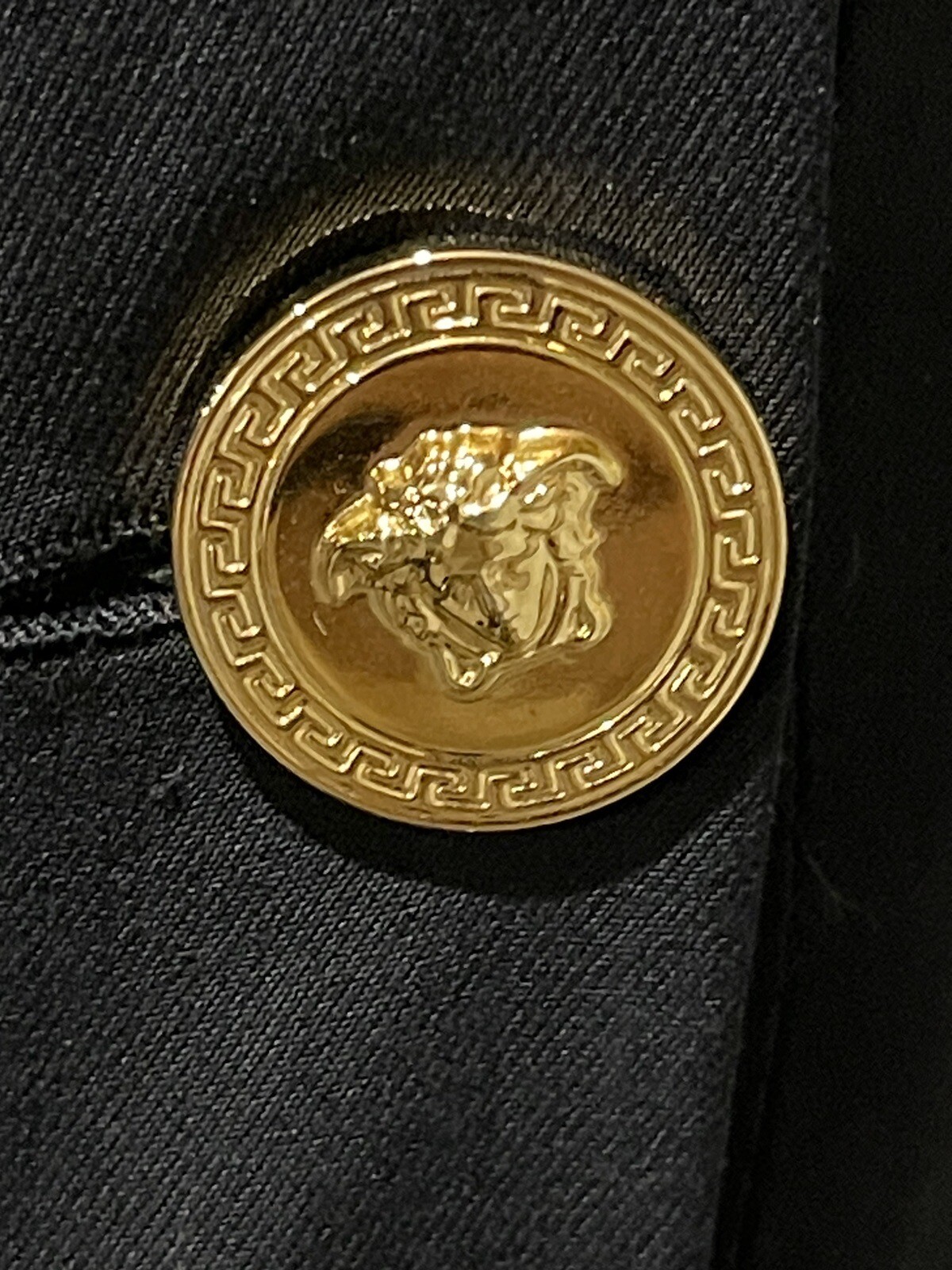 Versace Medusa Gold Logo Button Strappy Lace Side Black CocktaDress US 0 2 IT 36