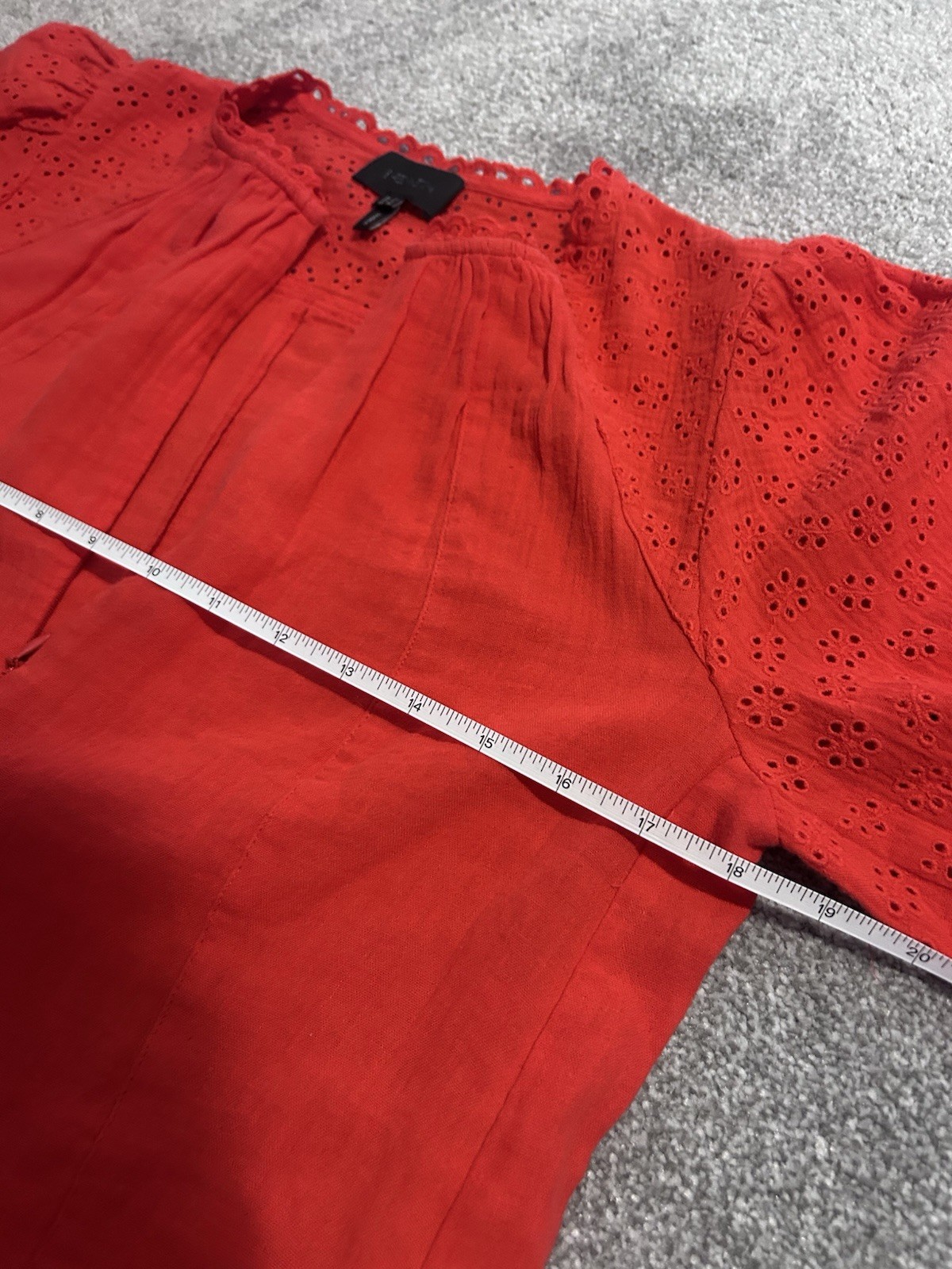 ME+EM Poppy Red Embroidered Cheesecloth Swing Mini Dress UK 8 New Without Tags