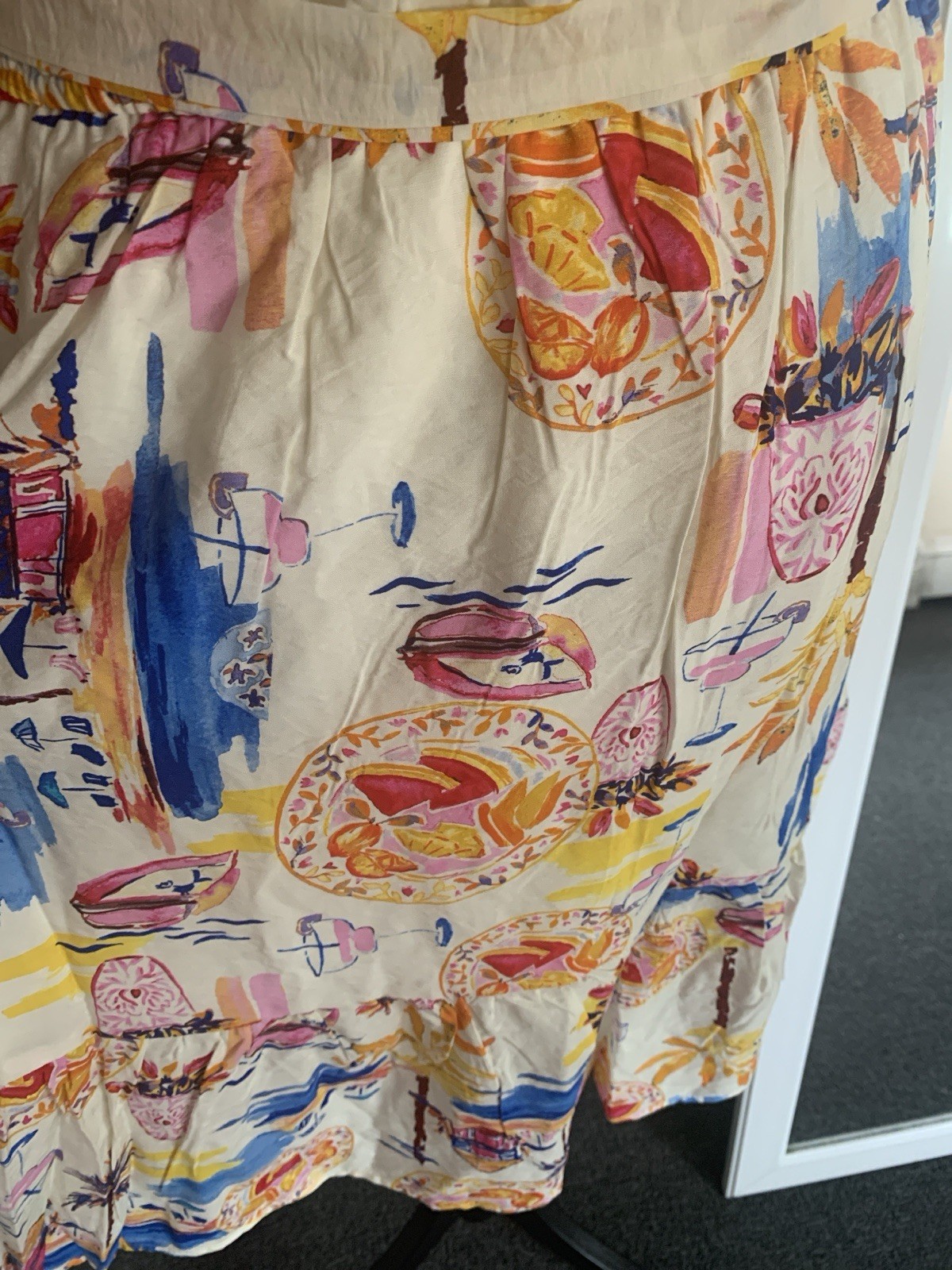 Sam Edelman Abstract Multicolor Collared Short Sleeve Button Belted Dress 12