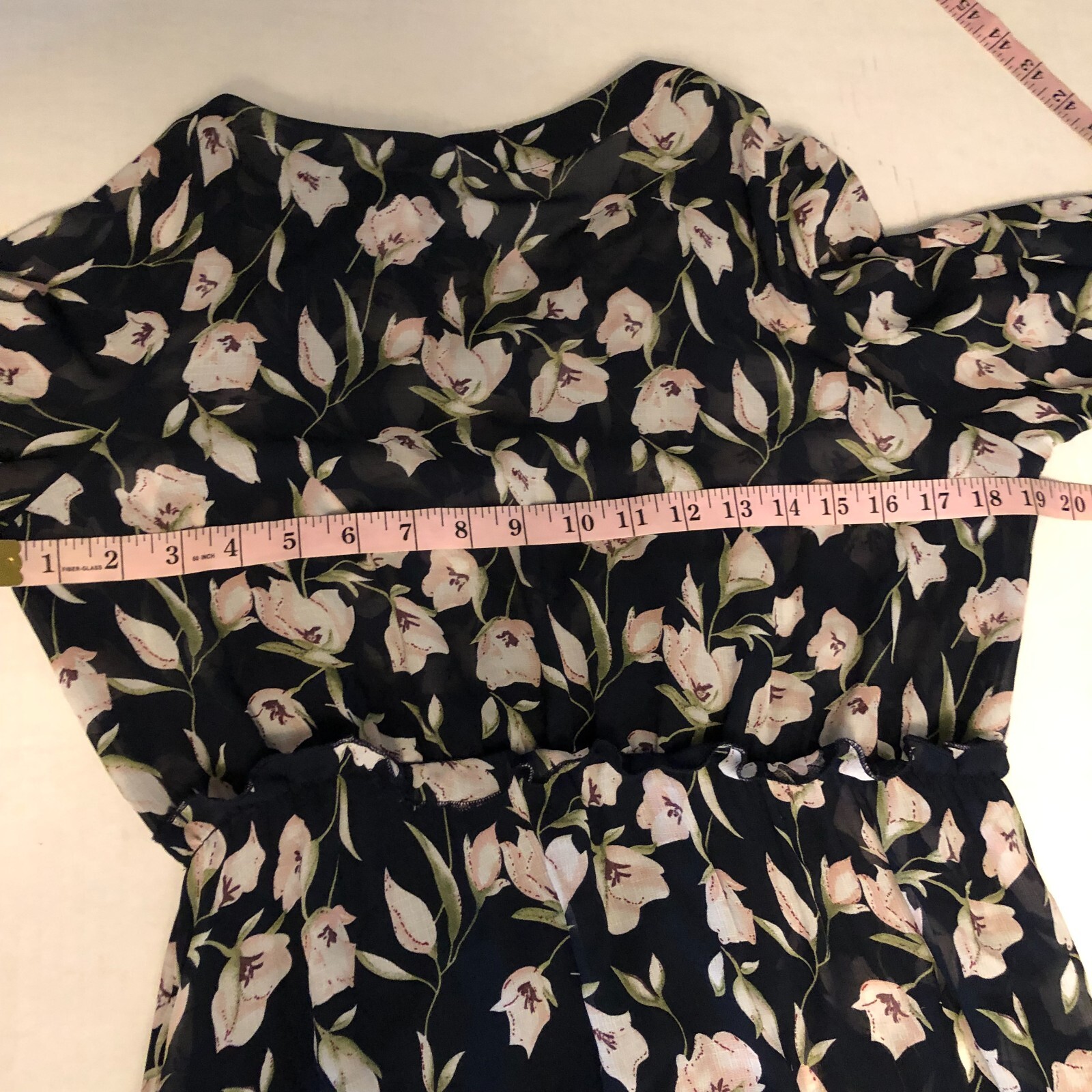 Vila Vimerle Women Black Floral Midi Dress Size 36 = S = 6 Ruffle Long Sleeve