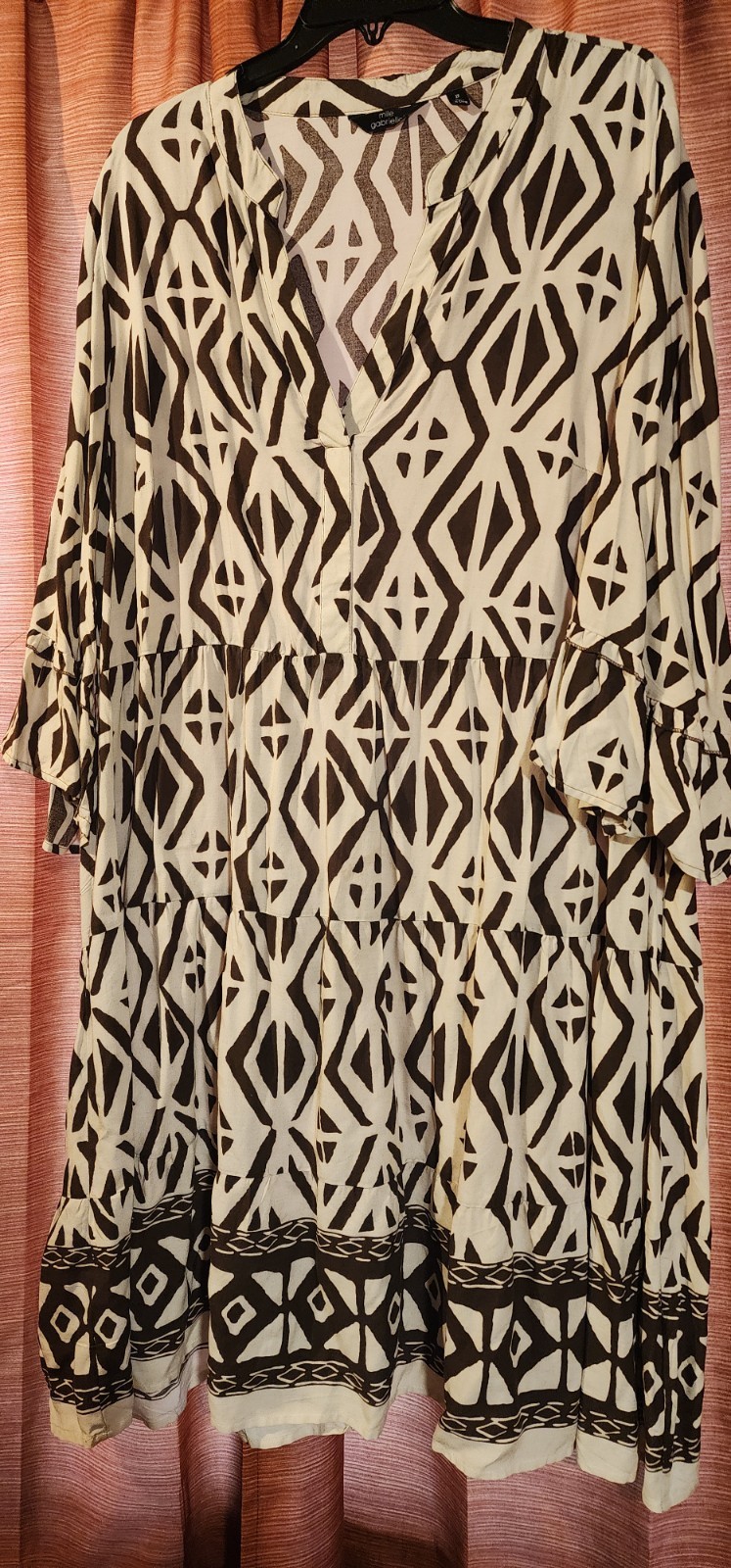 Print 2X Plus Tiered Dress 3/4 Flutter Sleeve ** WORN ONCE** By MLLE GABRIELLE