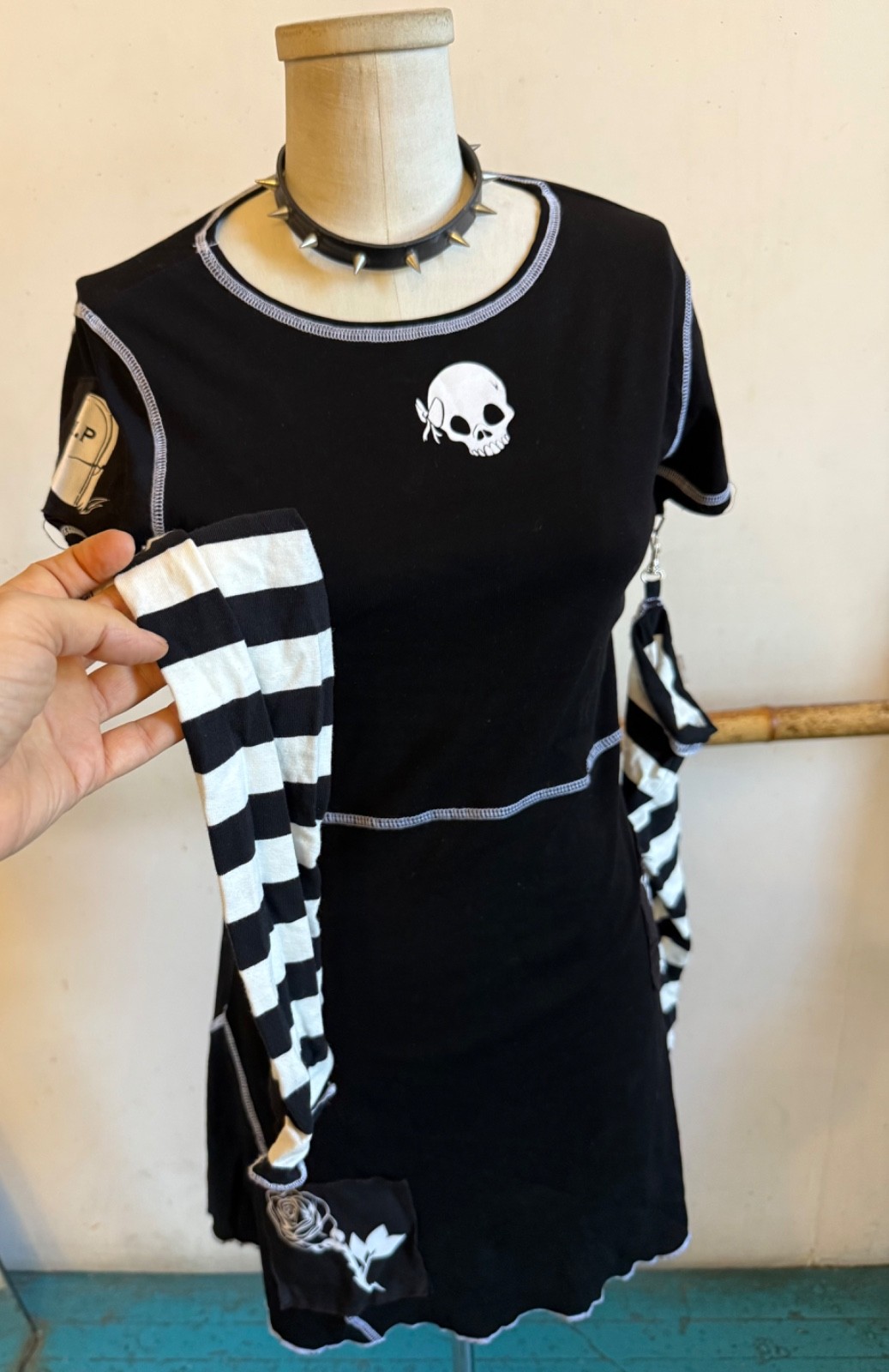Dolls Kill The Grave Girls Patched Mall Goth Black Slightly Sinful Emo Dress Lge