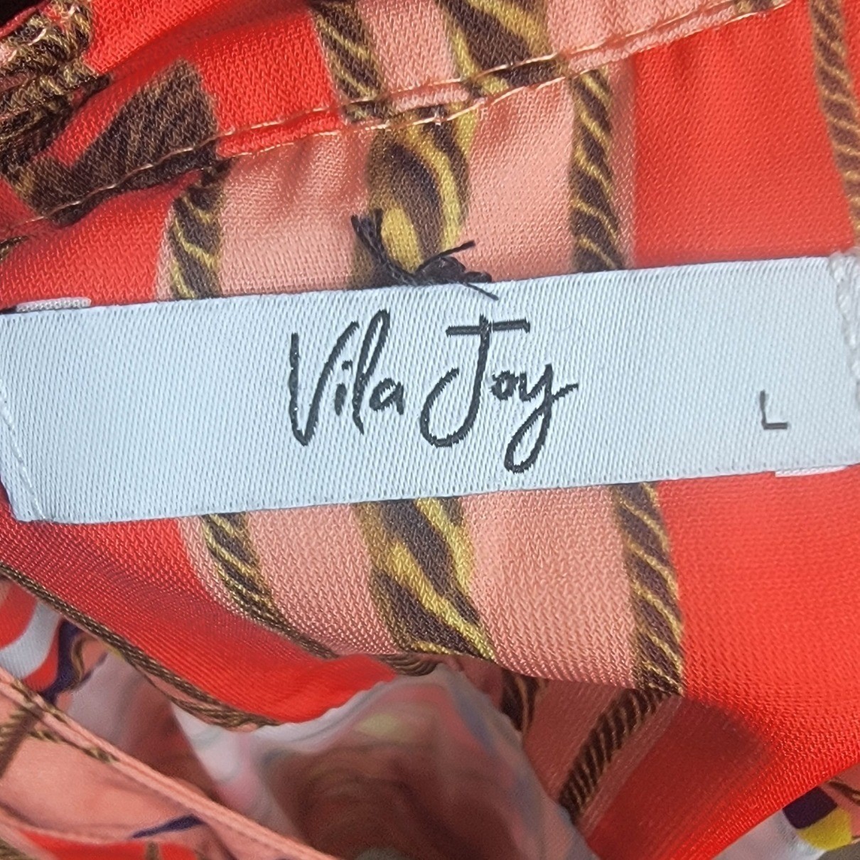 Vila Joy Nautical Flag Print Shift Dress Coral Red Short Sleeve Pockets Large