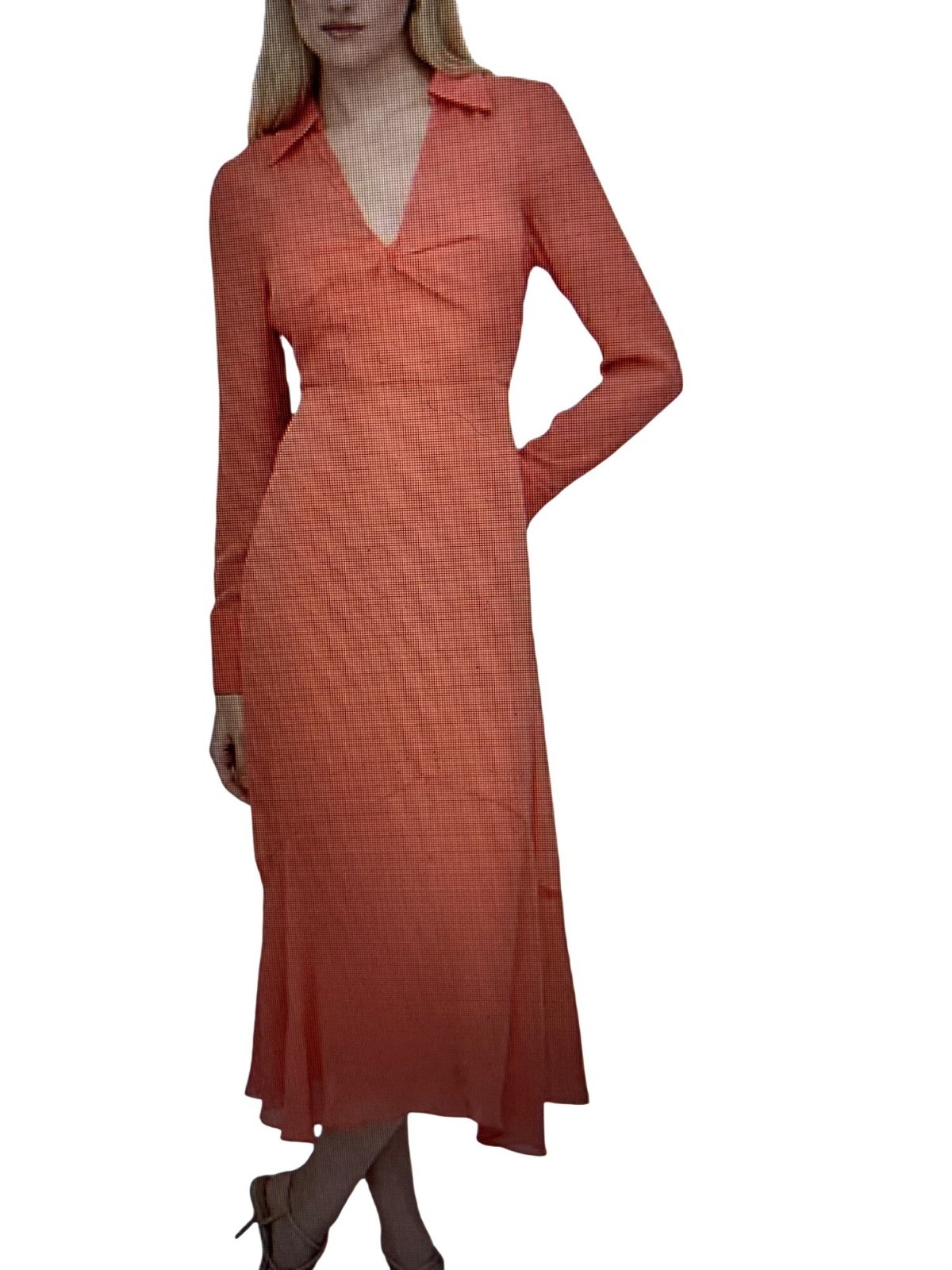 DKNY Women’s Collared V-Neck Long-Sleeve Chiffon Dress 2 NWT