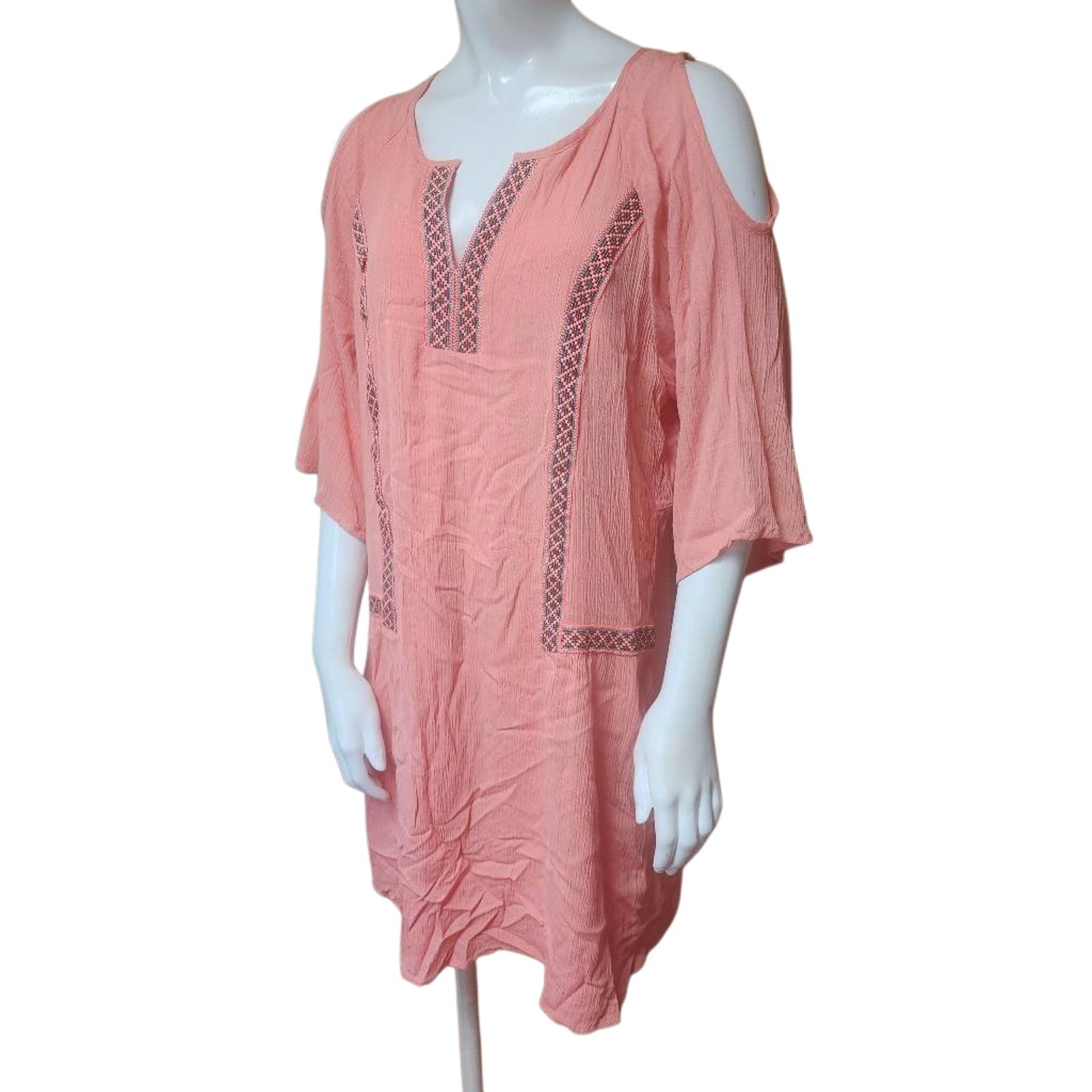 NWT White Mark Stylish Coral Cold Shoulder Tunic Dress (XL)
