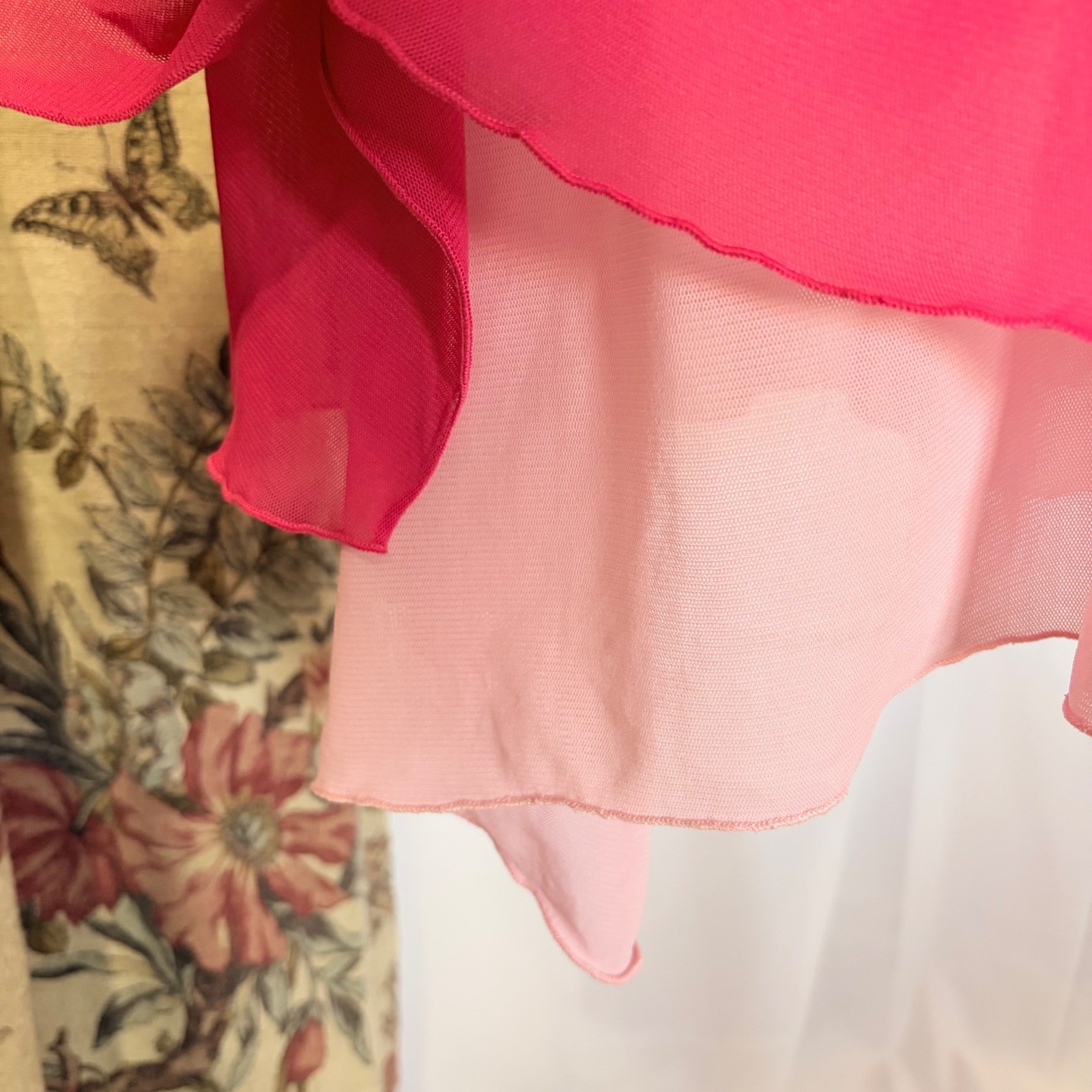 Wrapper Y2k Flowy Hot Pink Strapless Ruched Layered Mini Dress with ruffles