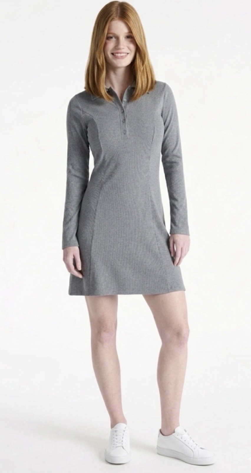 NB Polo Dress Women’s Long Sleeve Size S Gray Above the Knee Casual Sports Golf