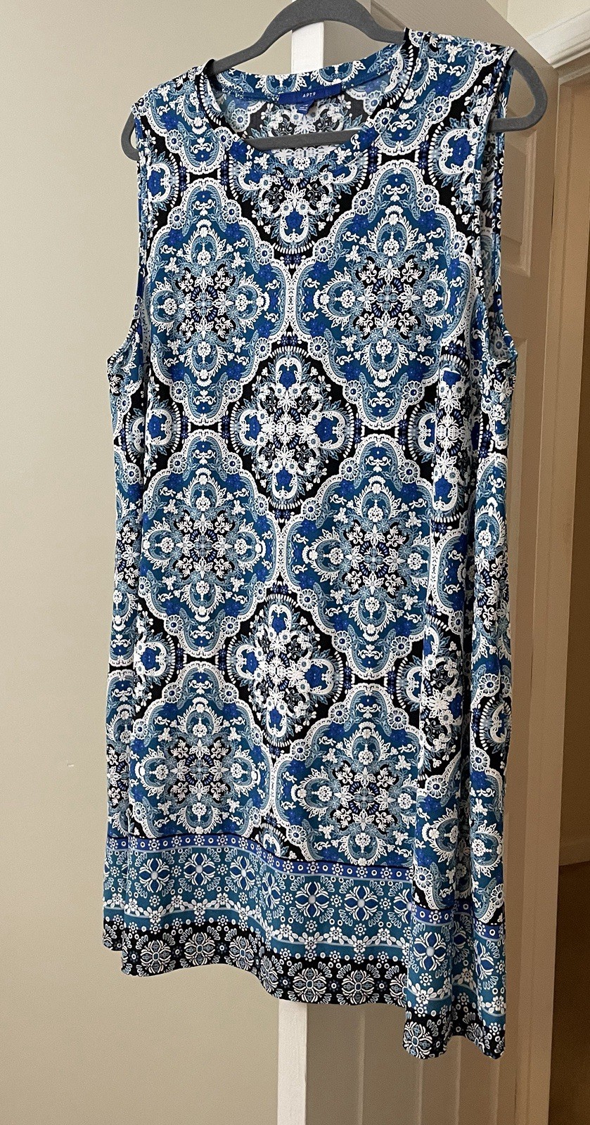 Apt. 9 Dress Blue Floral Shift Sundress Coastal Easy Wear Pullover Women’s XXL