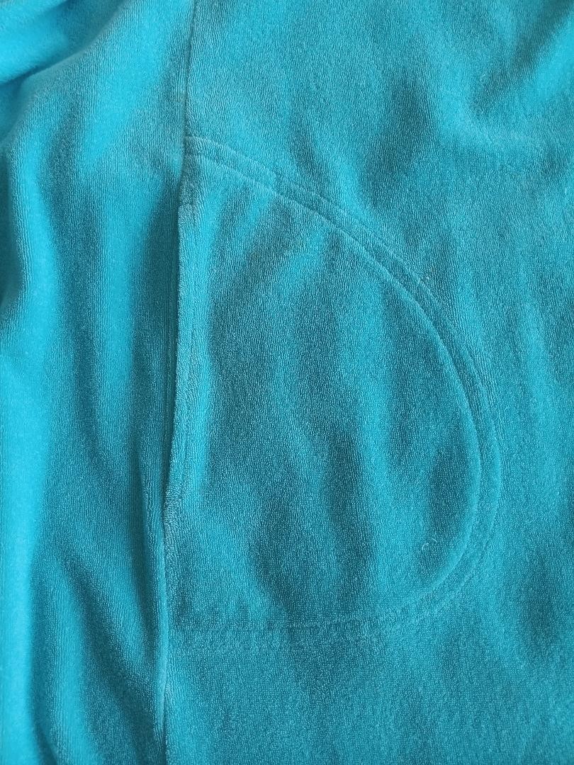 Evelyn Pearson Turquoise Robe House Coat Soft Texture Snap Down Dress S/M