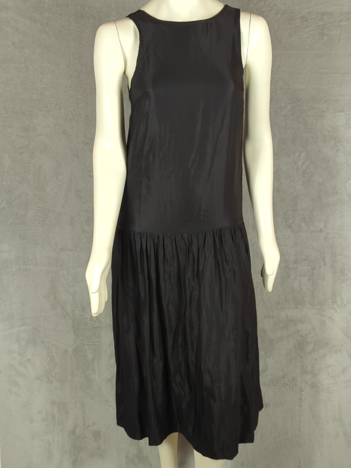 Sancia Drop Waist black cocktail Tank Dress XS Minimalist capsule quiet Luxury