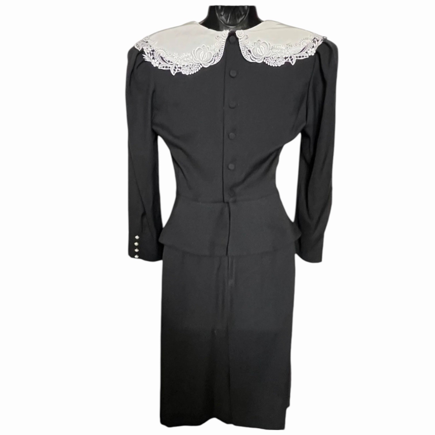 VINTAGE 1980s DOES 1940s LANZ PEPLUM DRESS EDWARDIAN LOLITA WHIMSIGOTH SIZE 2
