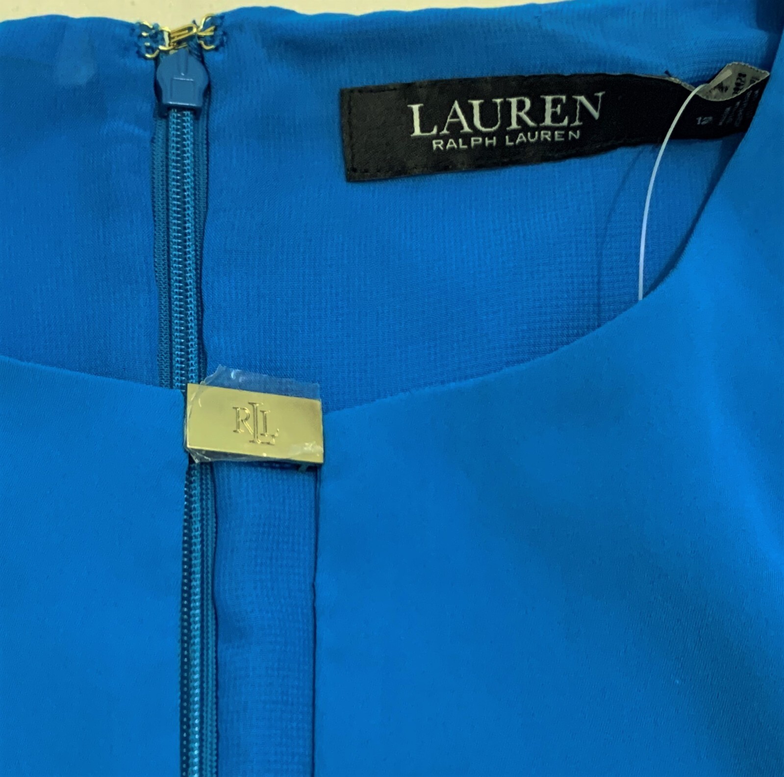 New LAUREN RL Split V-Neck Keyhole Belted Georgette Dress Size-12, $80 Off MSRP