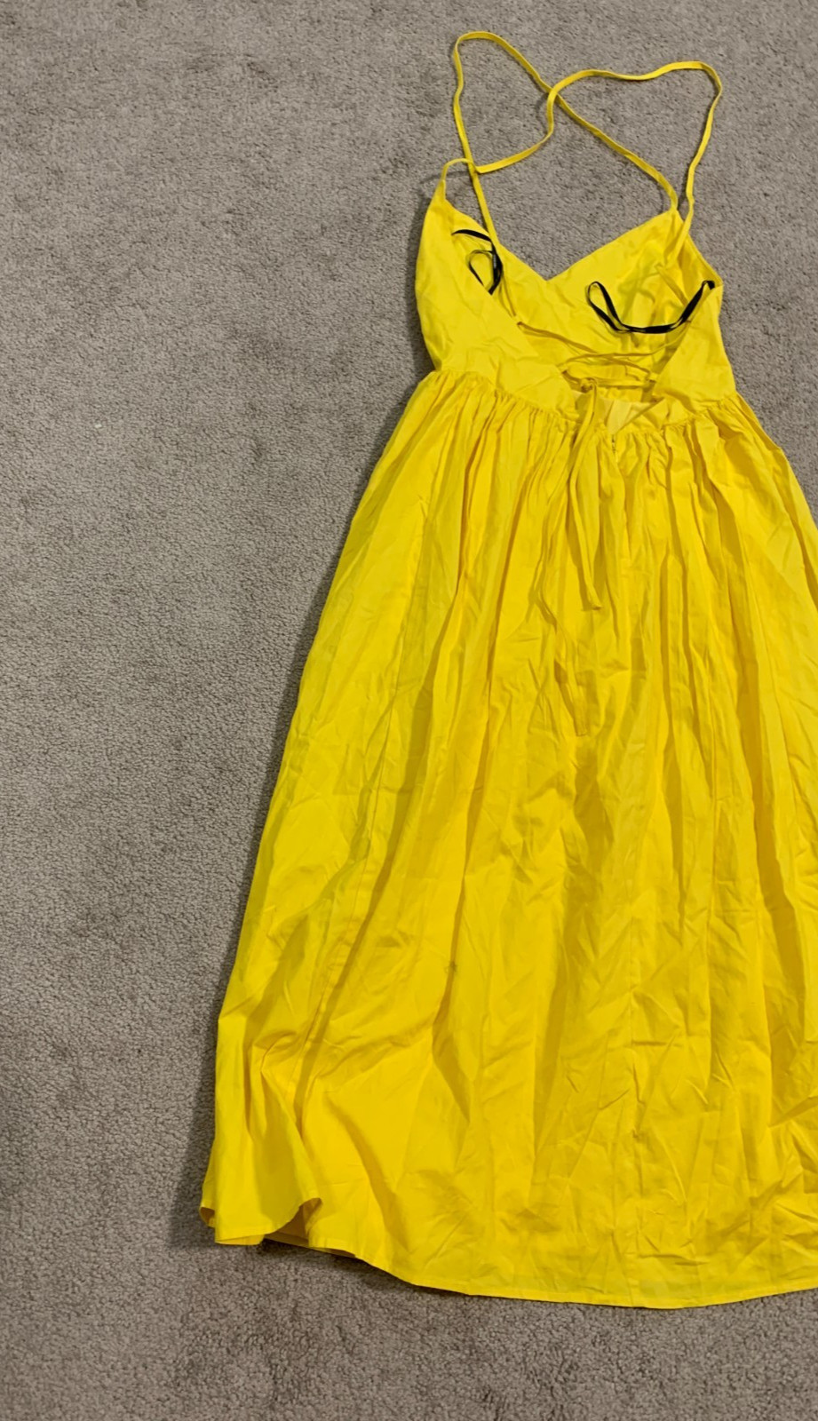 Forever 21 Spaghetti Strap Lace Up Back Maxi Sundress Womens Size 8 Yellow Long