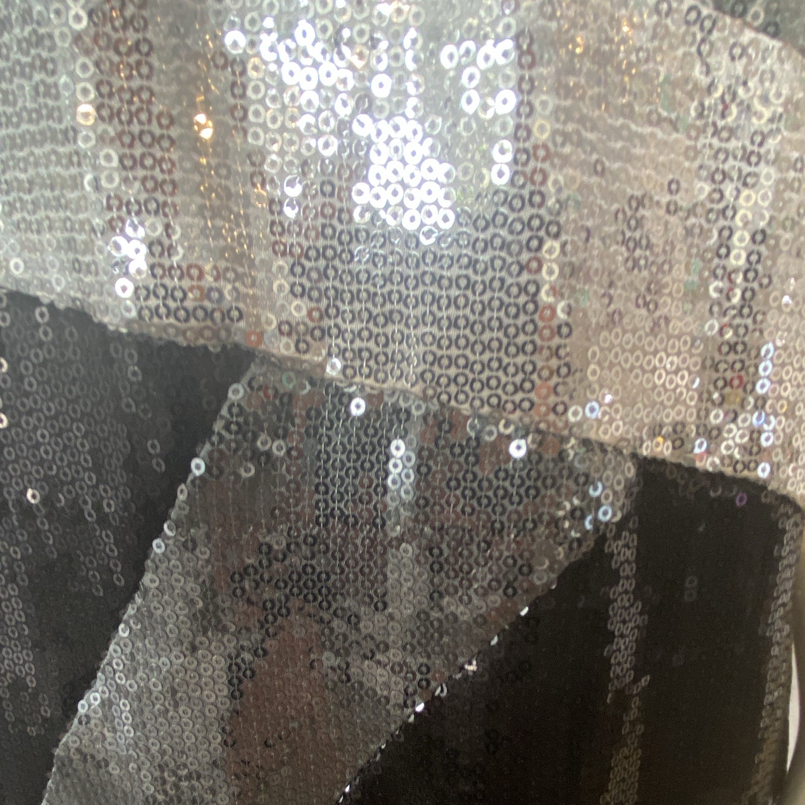 Argenti Black Silver Sequin Mesh Sheer 3/4 Sleeve Sheath Knee Dress 8