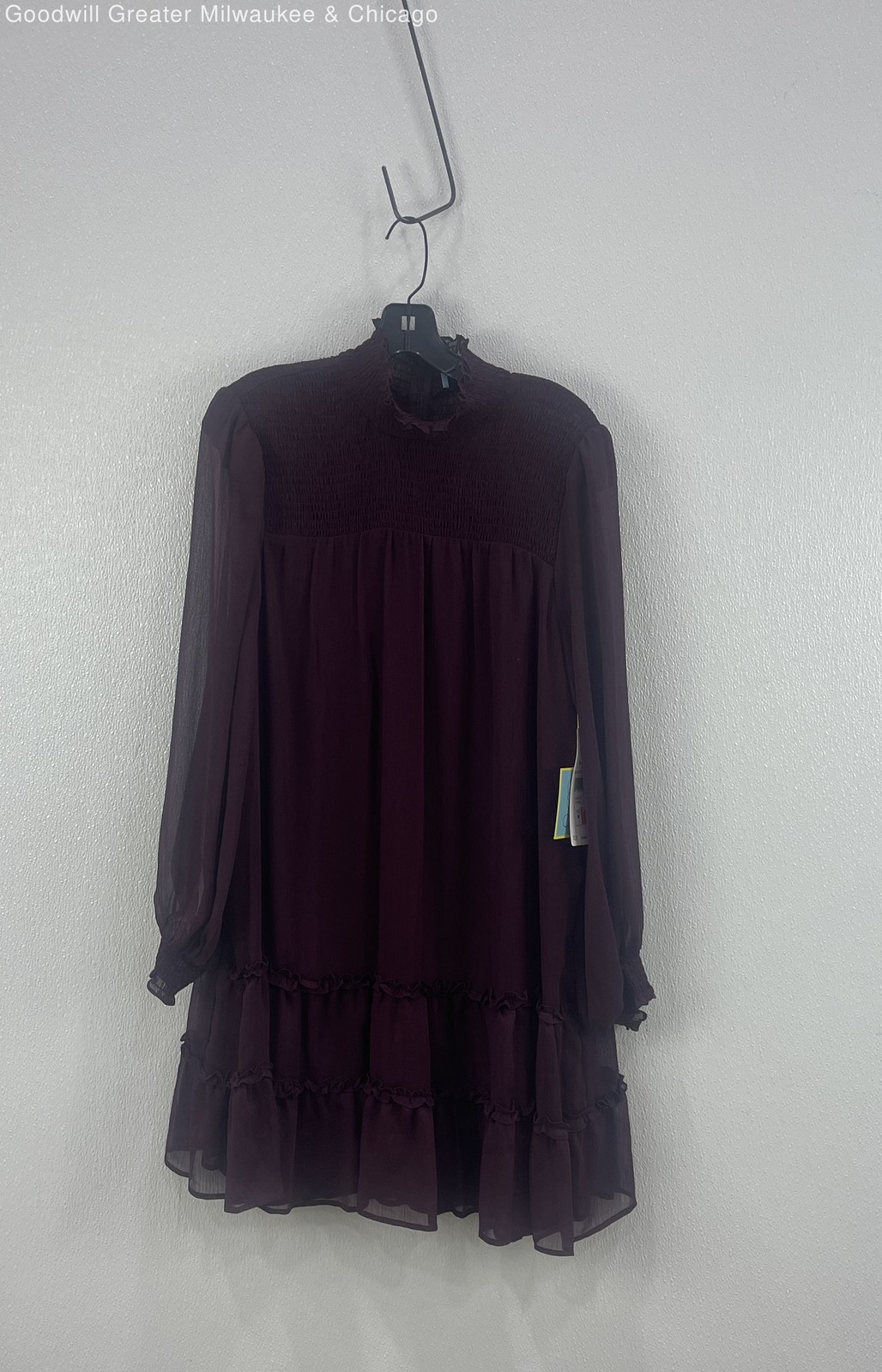 Cece Rich Carbernet Burgundy Ruffle Flowy Women’s Dress Size M NWT
