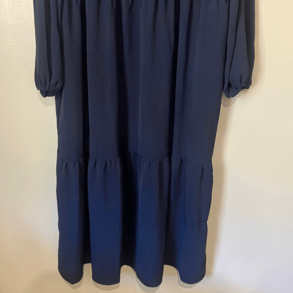 Rachel Zoe Maxi Long Sleeve Navy Tiered Dress XL NEW Lagenlook Casual #800