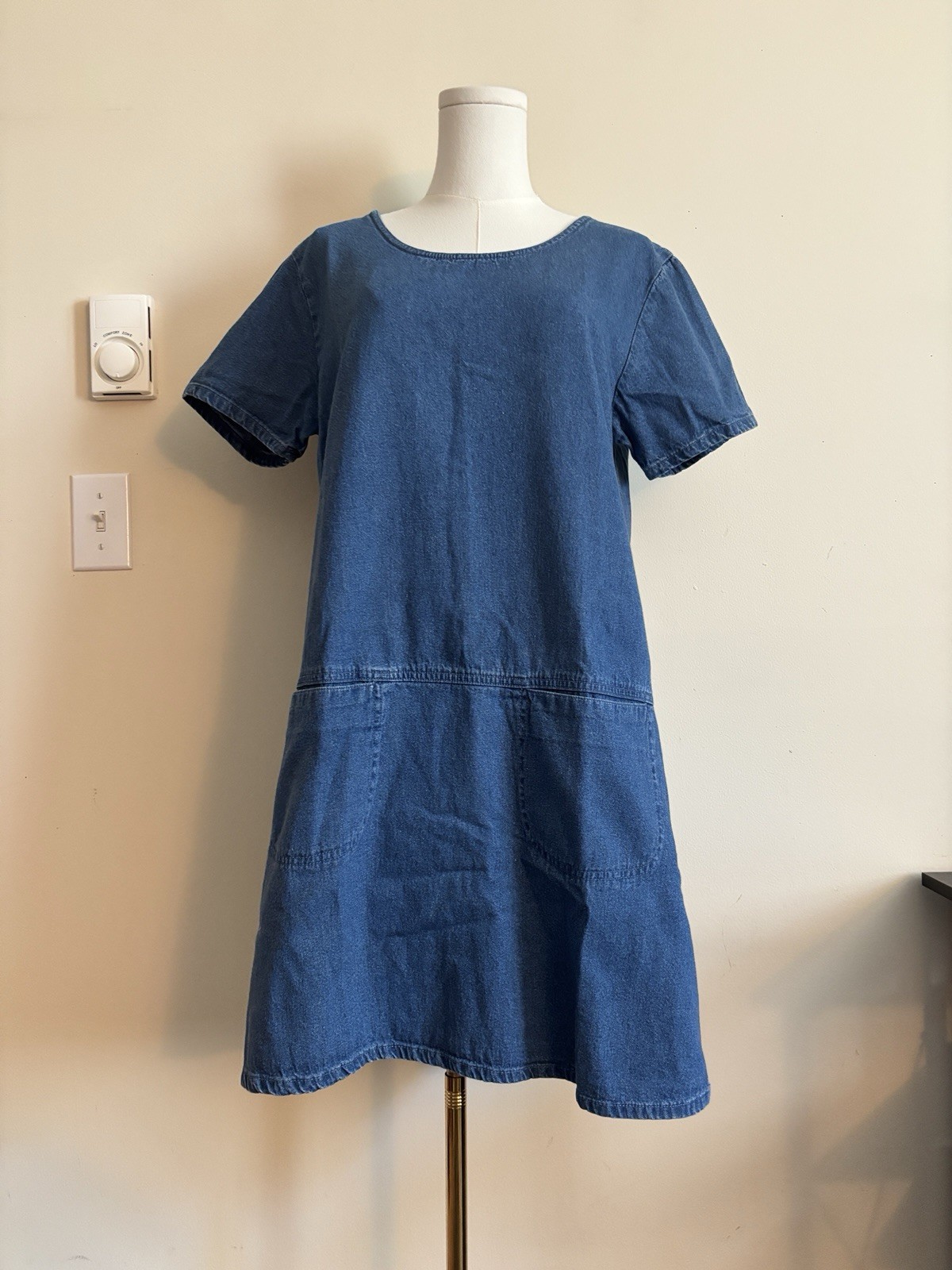Vintage Blue J 2000s Y2K Women’s Medium Denim Dress Thick All Seasons Everyday
