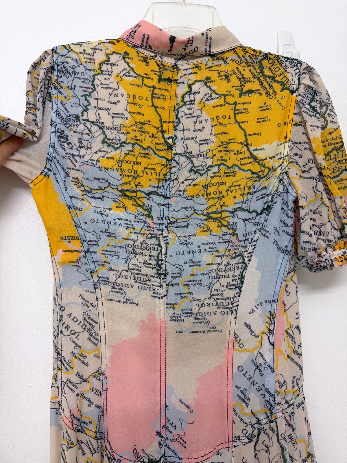 Derek Lam 10 Crosby Map Print Midi Shirt Dress Italy Short Sleeve 4