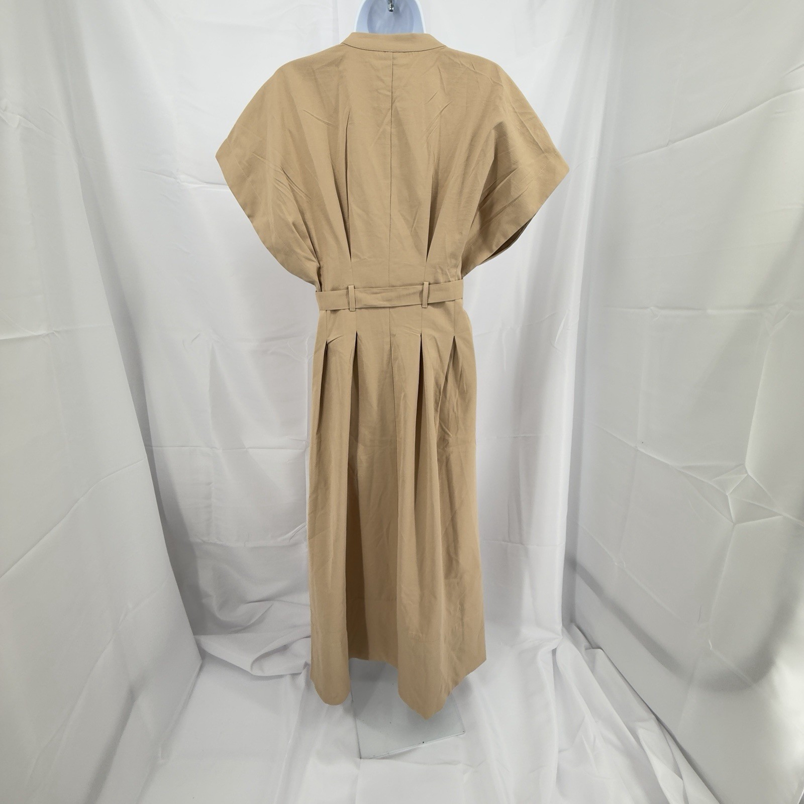 New Aveloria Minimalist Tan Belted Structured Retro Style Work Dress Women’s SM
